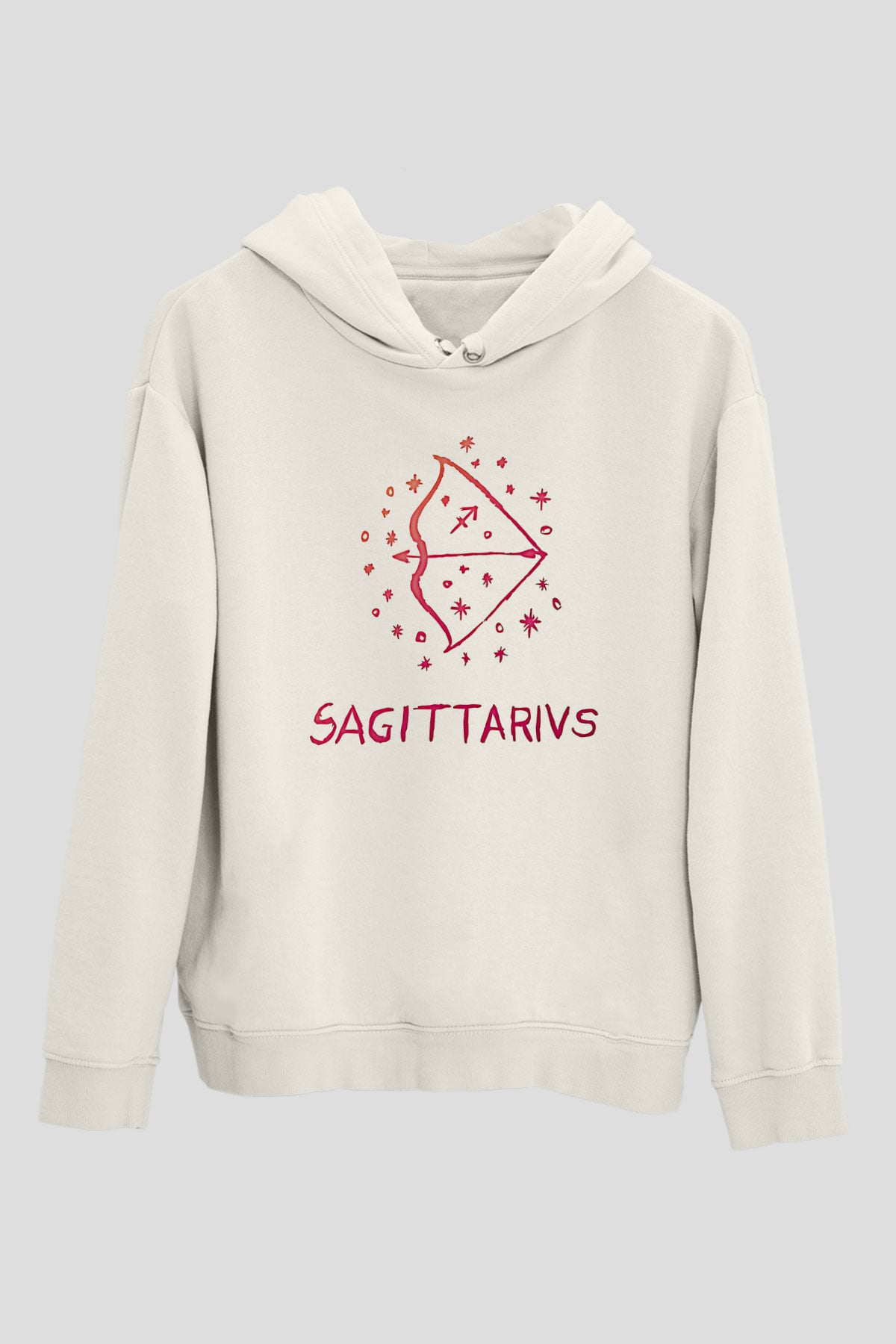 Yay Burcu Baskılı Beyaz Unisex Hoodie