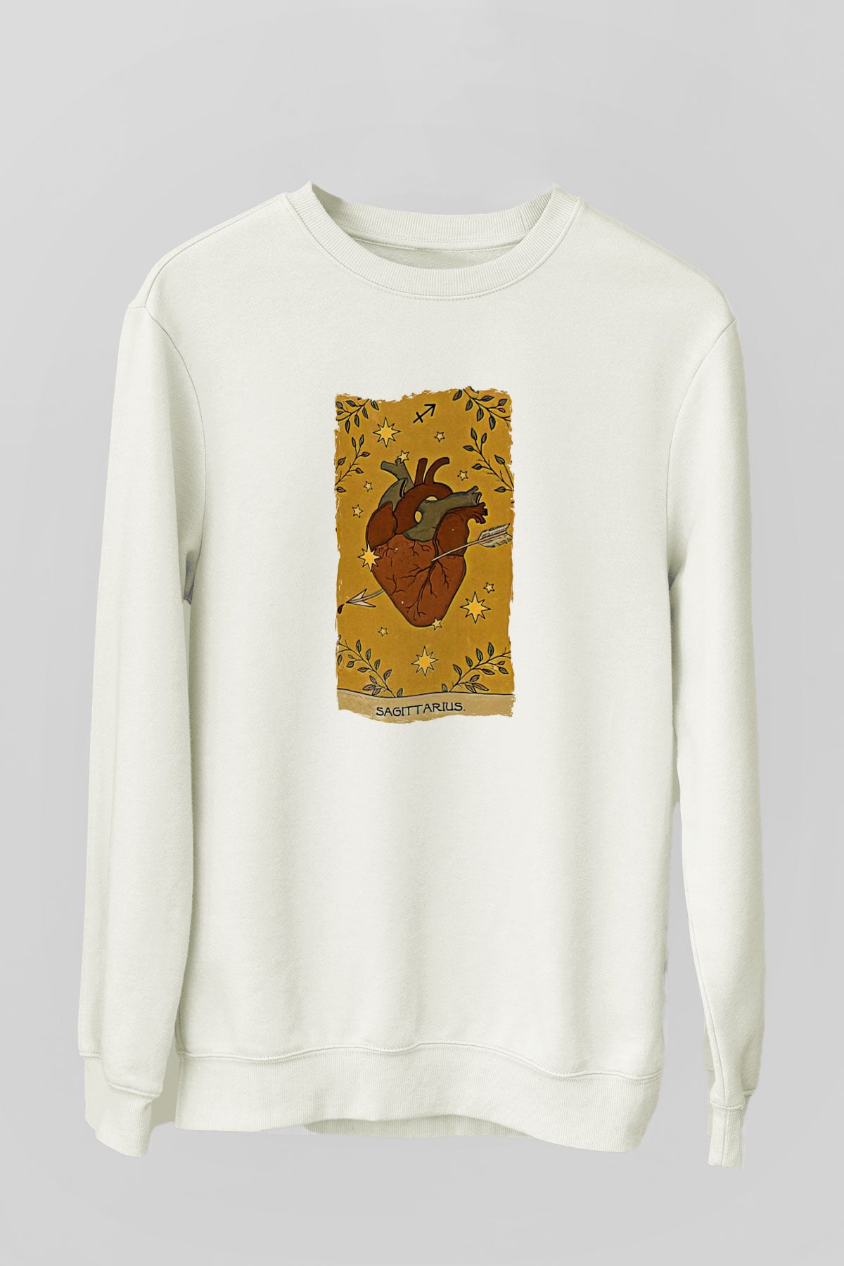 Yay Burcu Baskılı Beyaz Unisex Sweatshirt