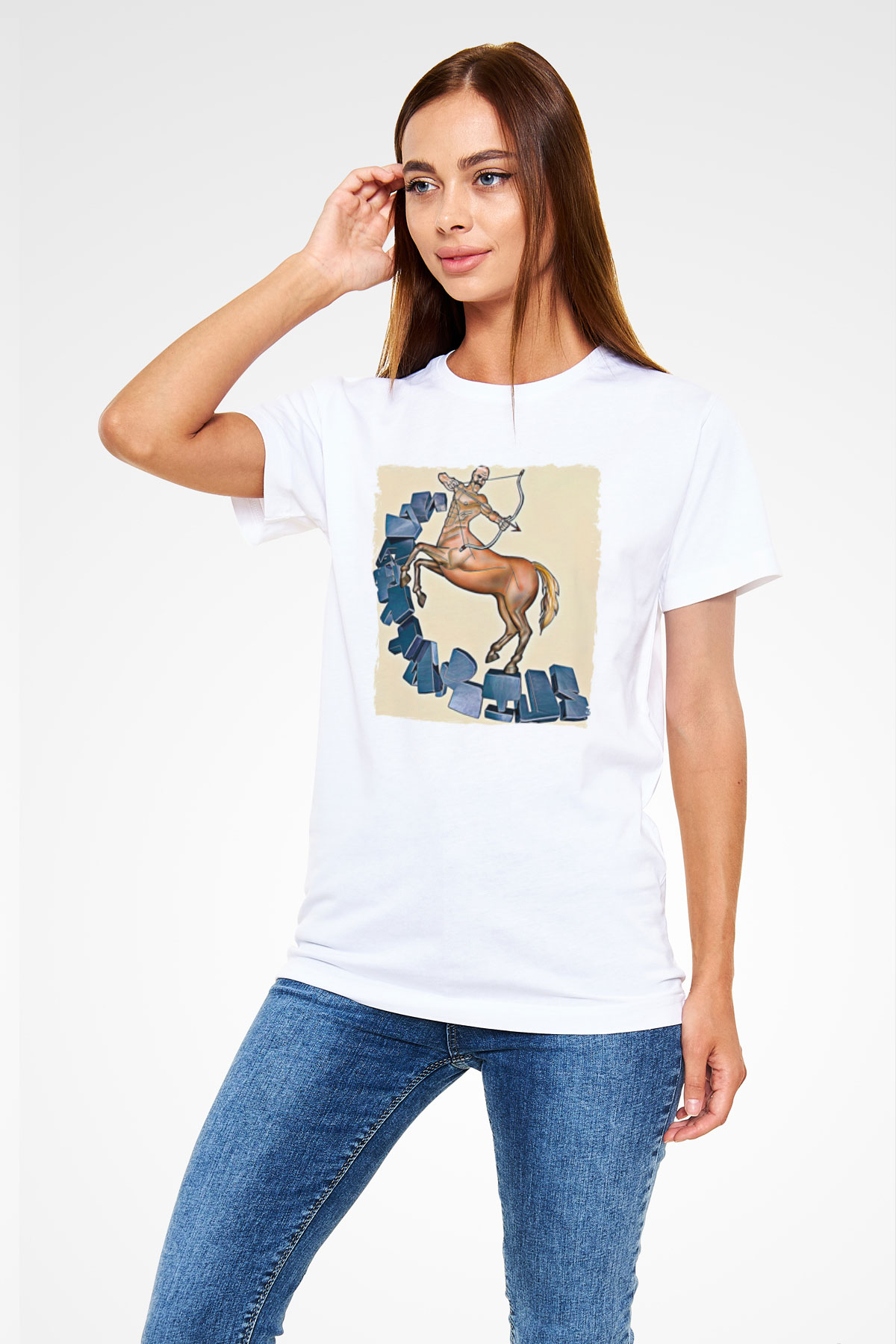 Yay Burcu Unisex Baskılı Beyaz Tişört - Tshirt