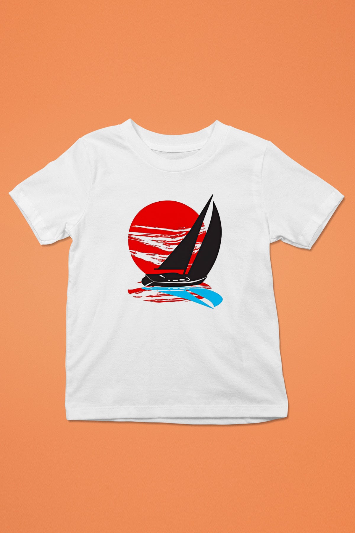 Yelken Baskılı Unisex Beyaz Çocuk Tişört - Tshirt