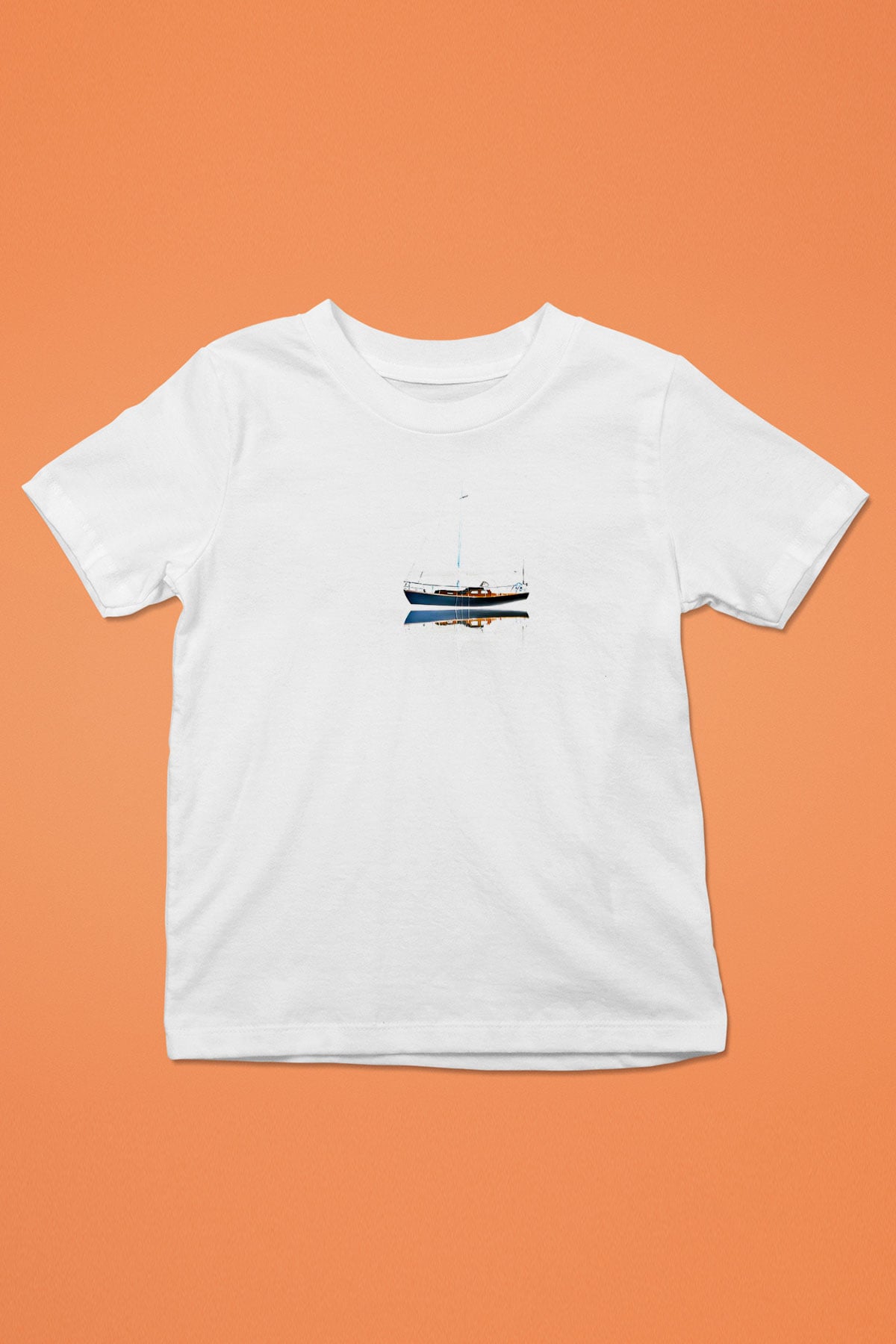 Yelken Baskılı Unisex Beyaz Çocuk Tişört - Tshirt