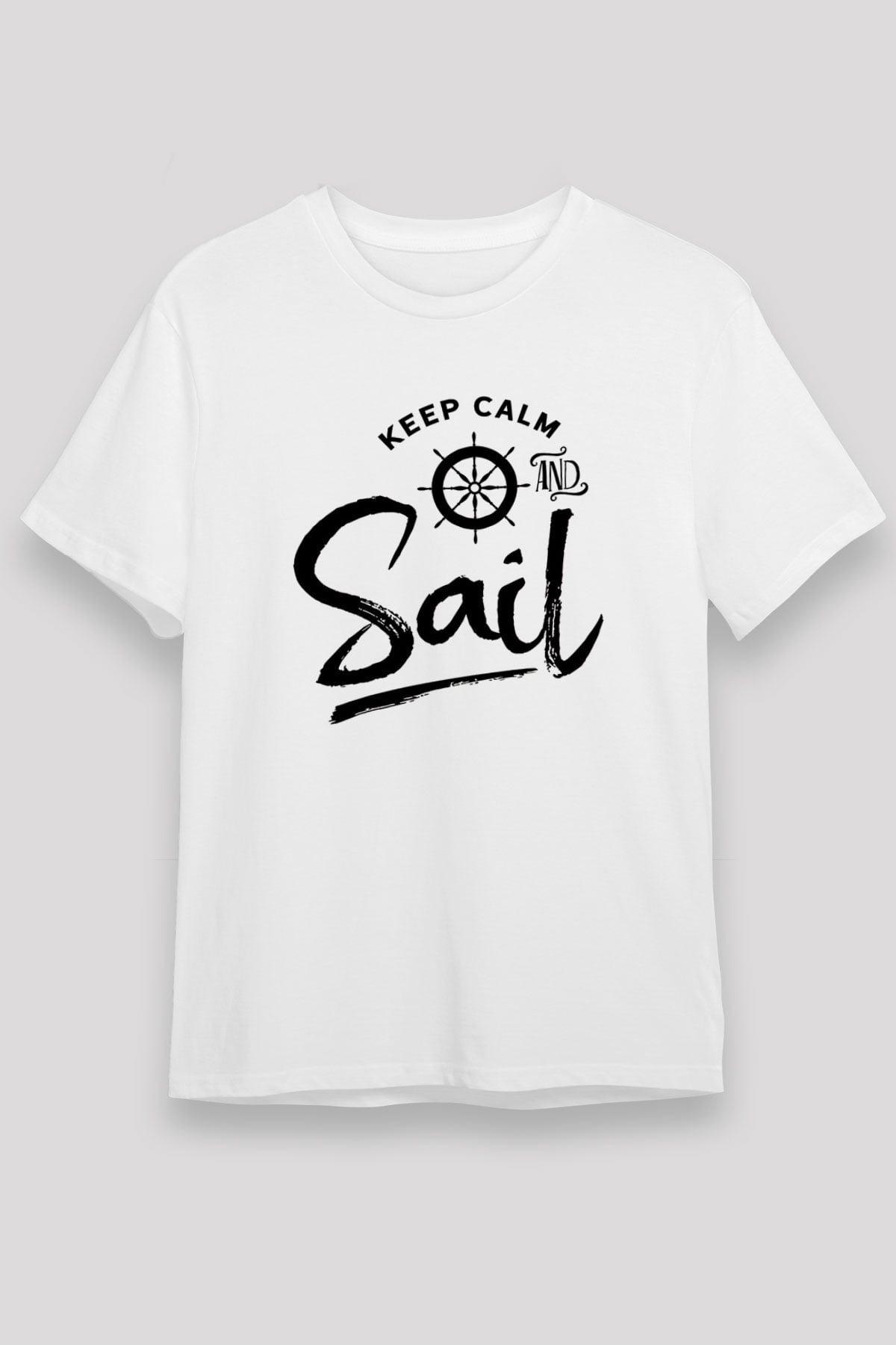 Yelken Baskılı Unisex Beyaz Tişört - Tshirt