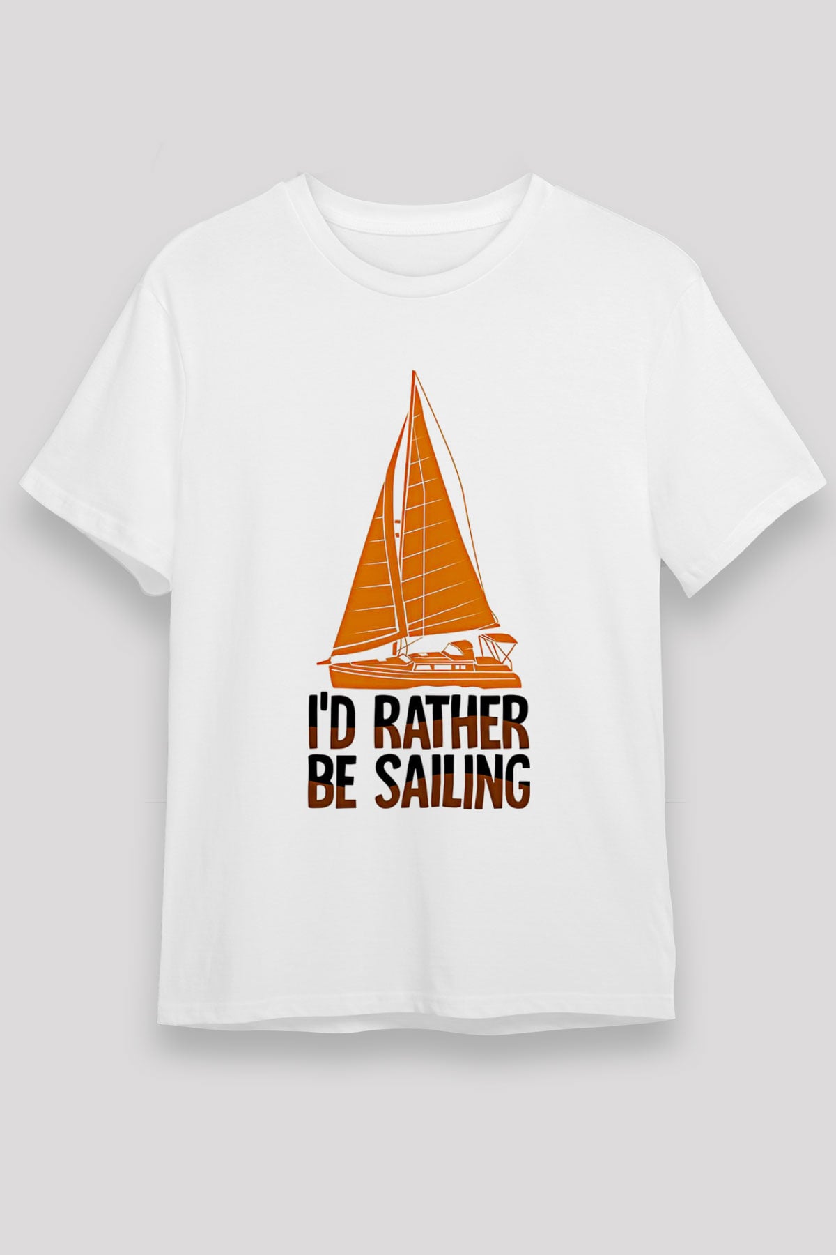 Yelken Baskılı Unisex Beyaz Tişört - Tshirt