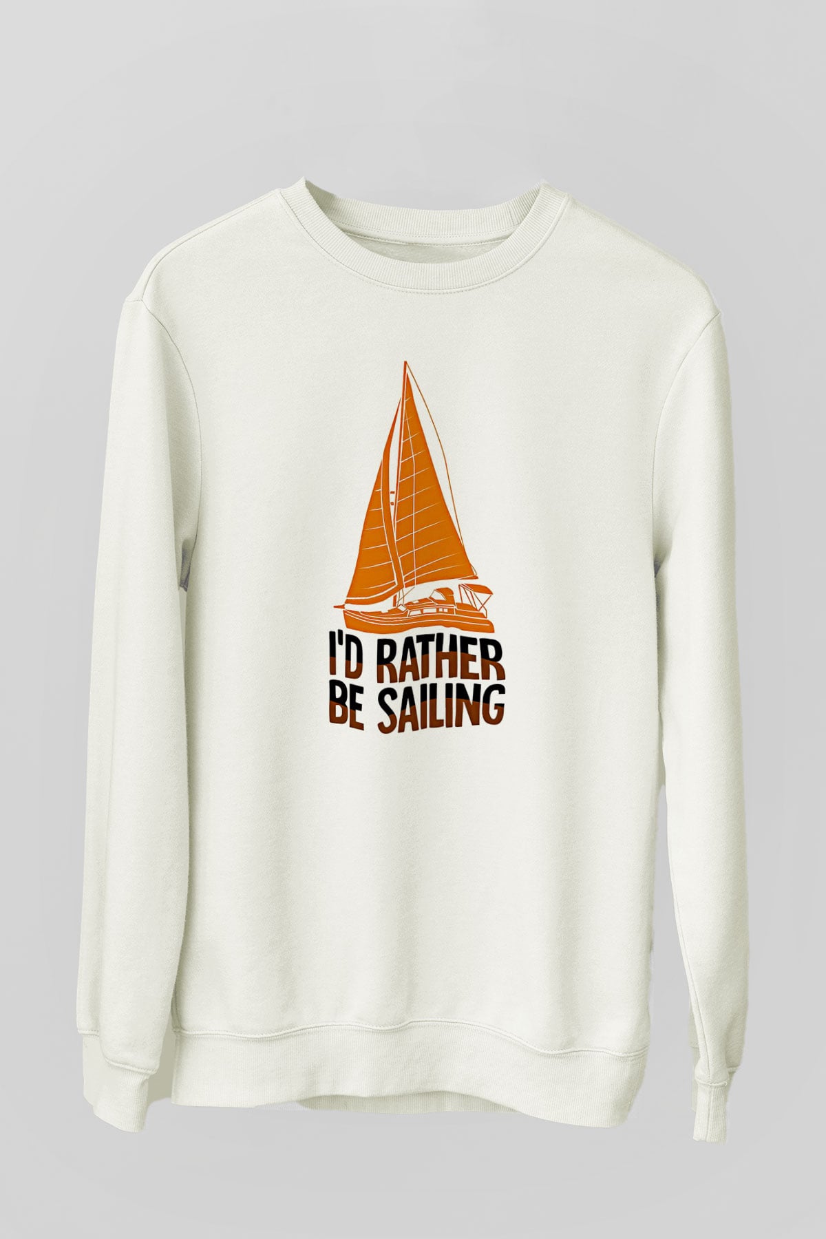 Yelken Baskılı Unisex Ekru Sweatshirt