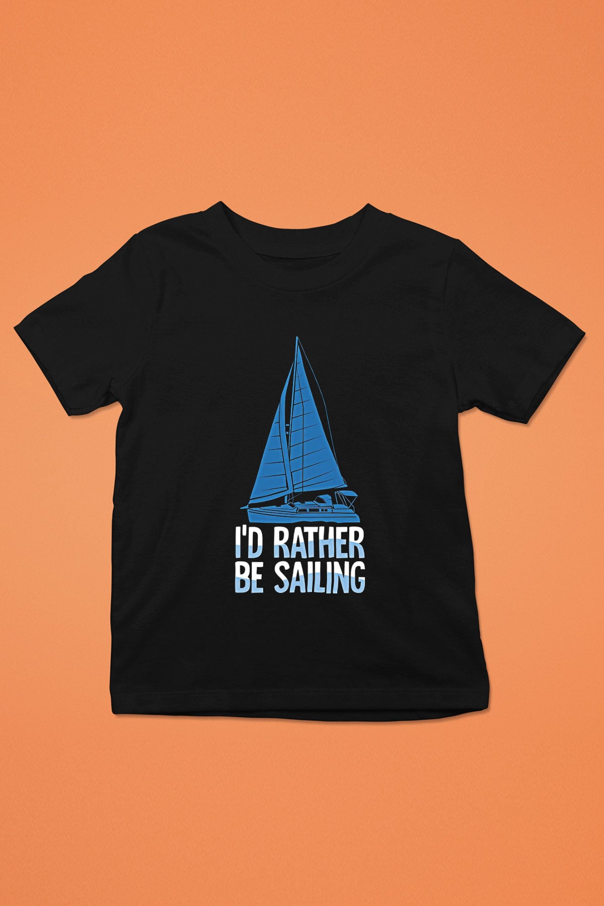 Yelken - Sail Baskılı Unisex Siyah Çocuk Tİşörtü - Tshirt