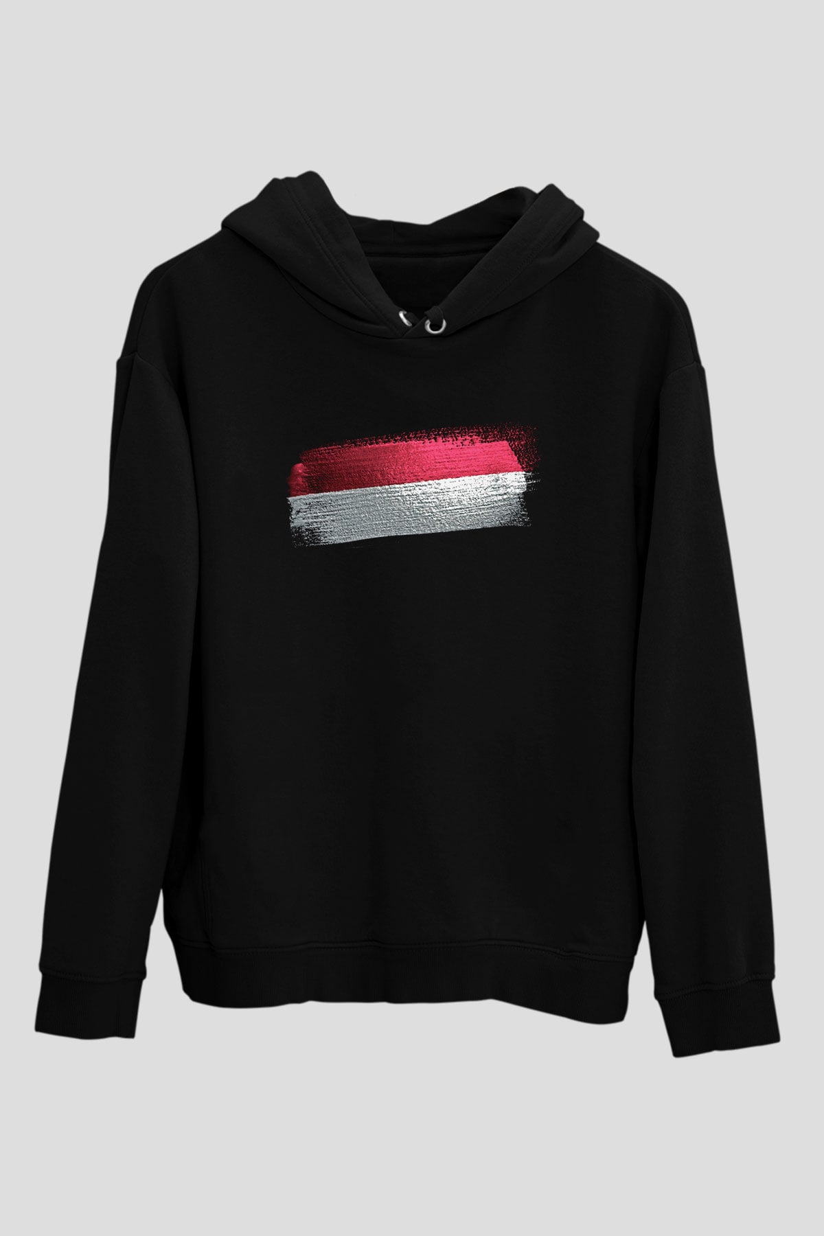 Yemen Bayrağı Baskılı Unisex Siyah Kapüşonlu Sweatshirt