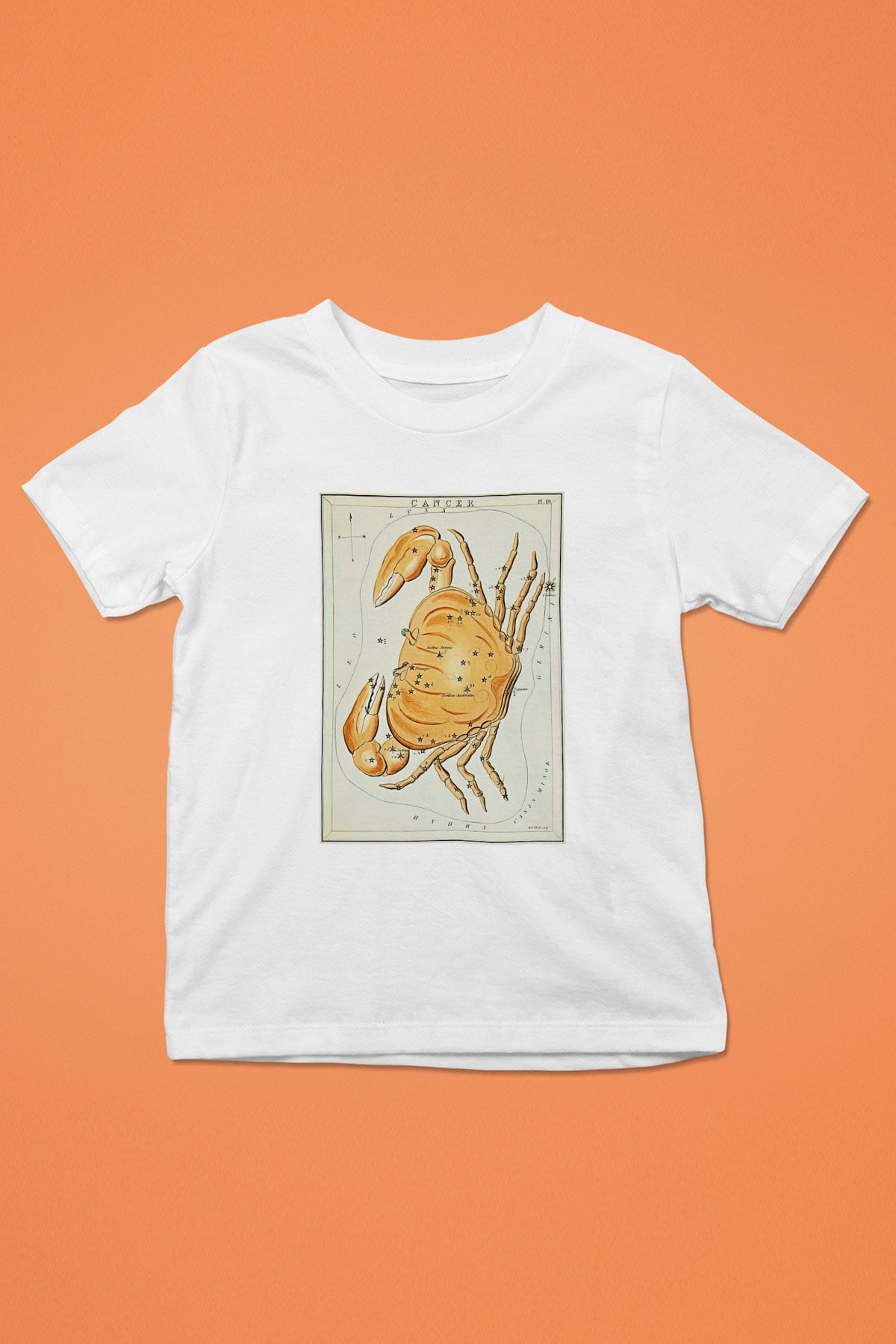 Yengeç Burcu Baskılı Beyaz Unisex Beyaz Çocuk Tişört - Tshirt