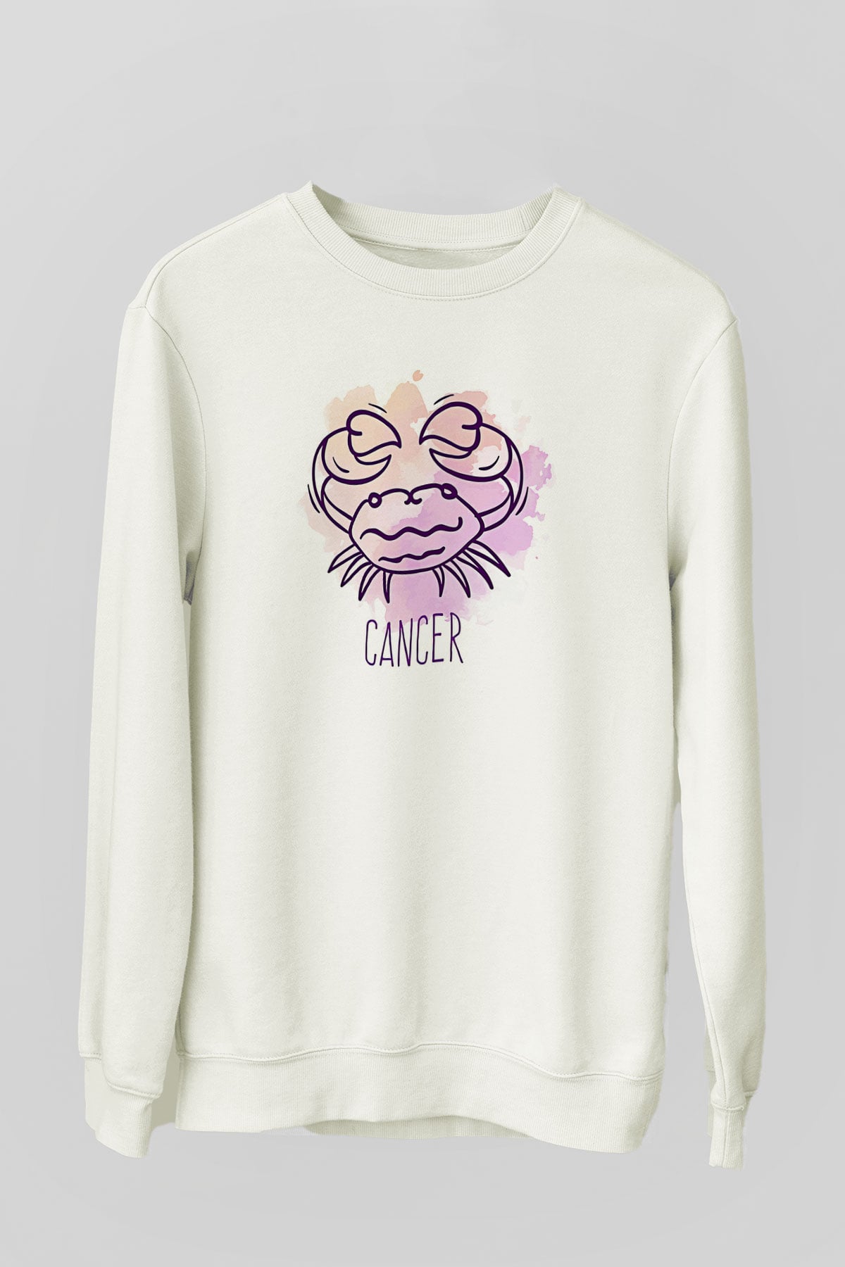 Yengeç Burcu Baskılı Beyaz Unisex Sweatshirt