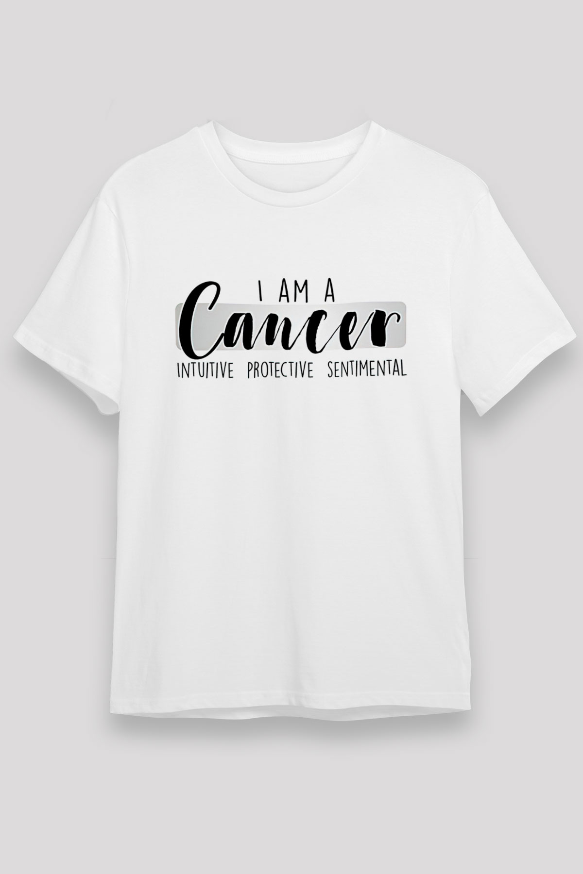 Yengeç Burcu Unisex Baskılı Beyaz Tişört - Tshirt