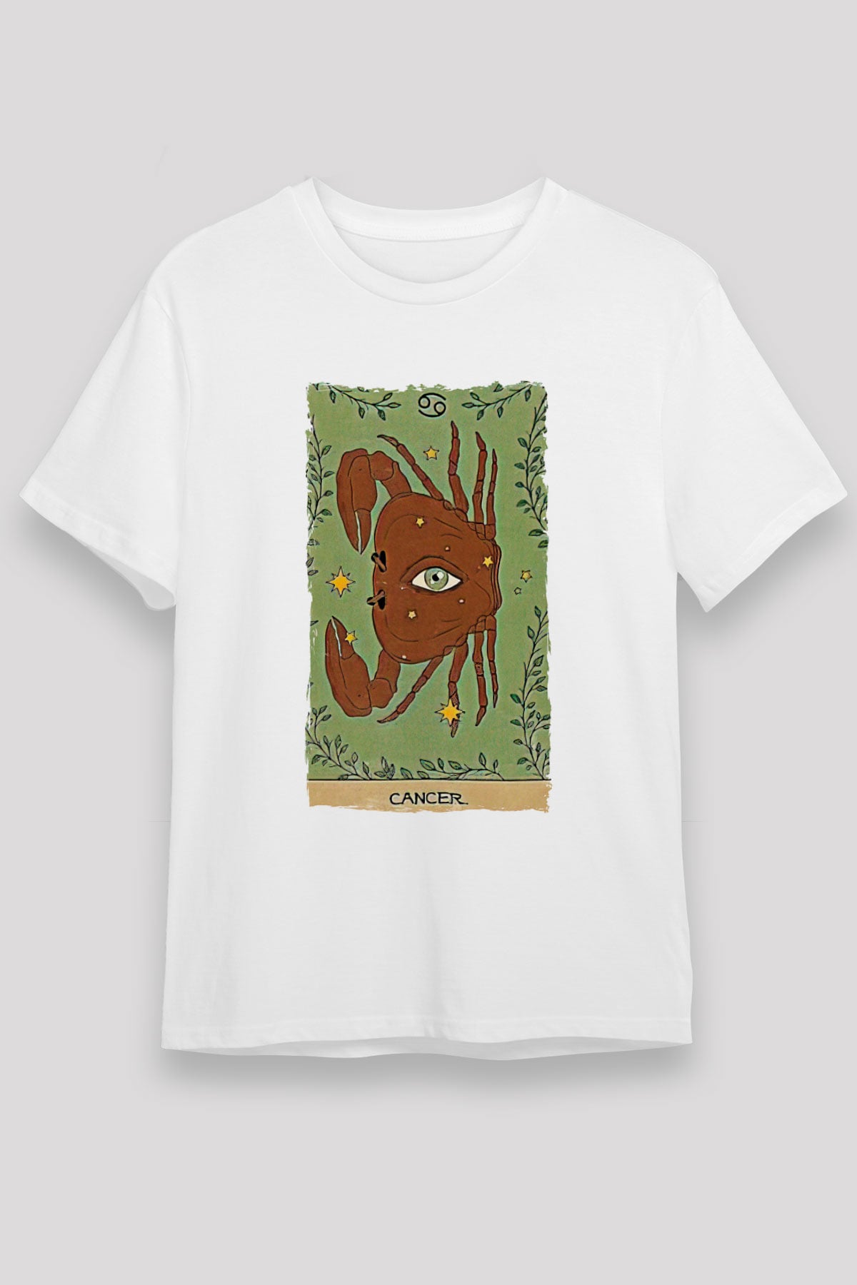 Yengeç Burcu Unisex Baskılı Beyaz Tişört - Tshirt