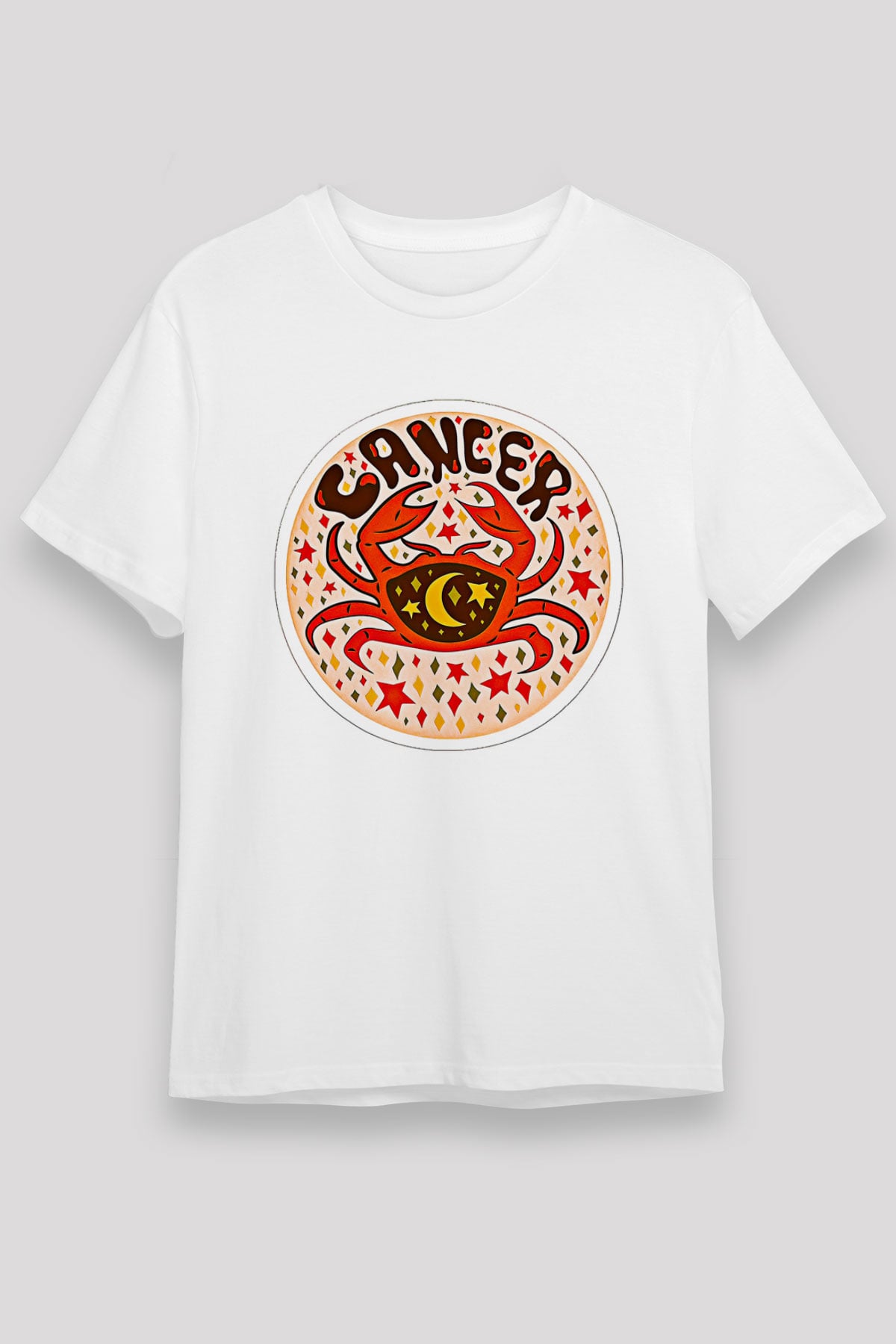 Yengeç Burcu Unisex Baskılı Beyaz Tişört - Tshirt