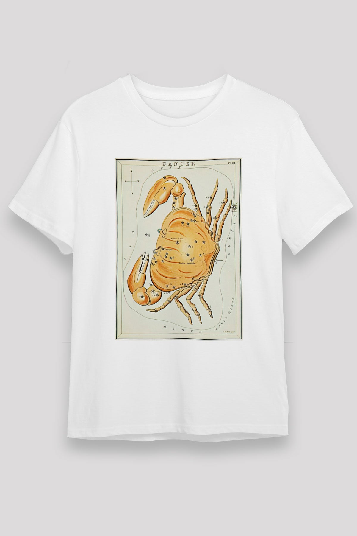 Yengeç Burcu Unisex Baskılı Beyaz Tişört - Tshirt
