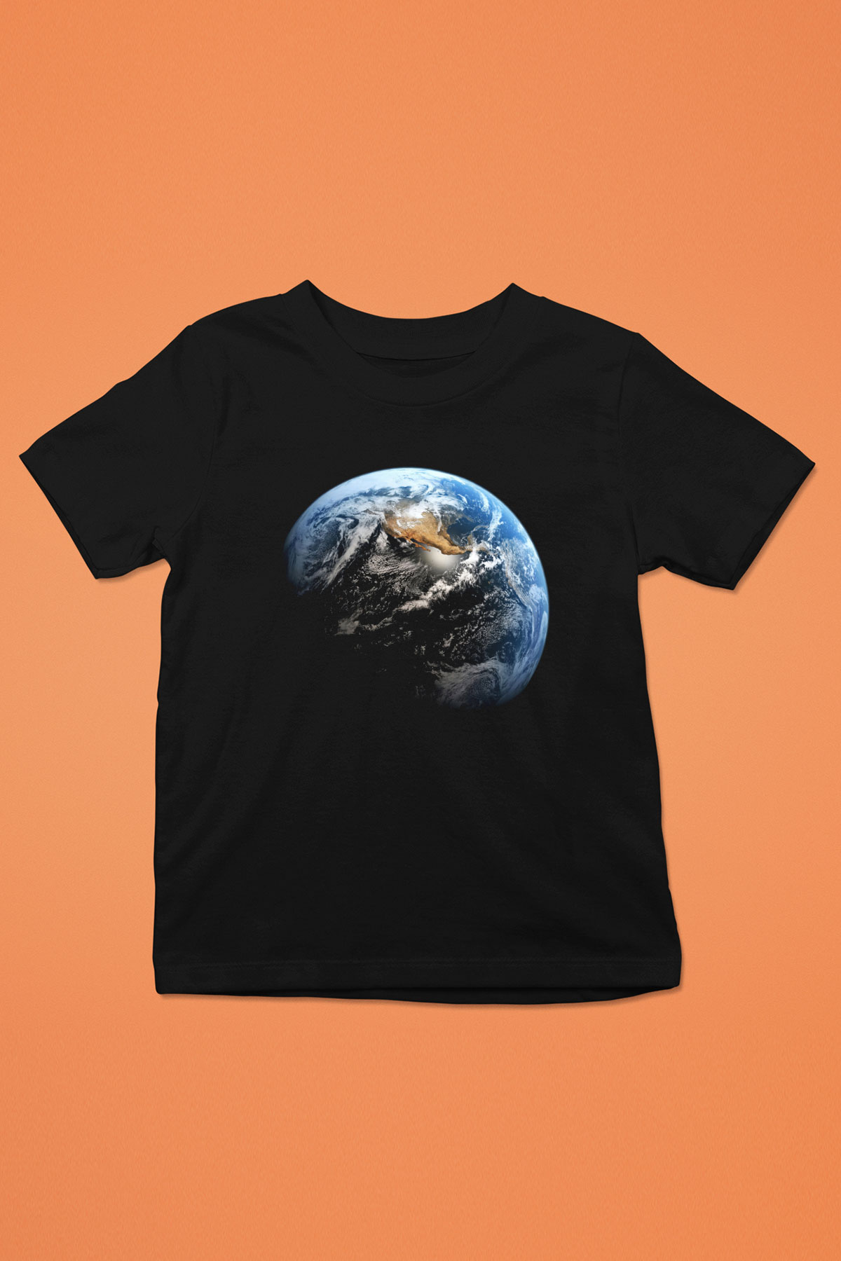 Yer yüzü Siyah Unisex Çocuk Tişört
