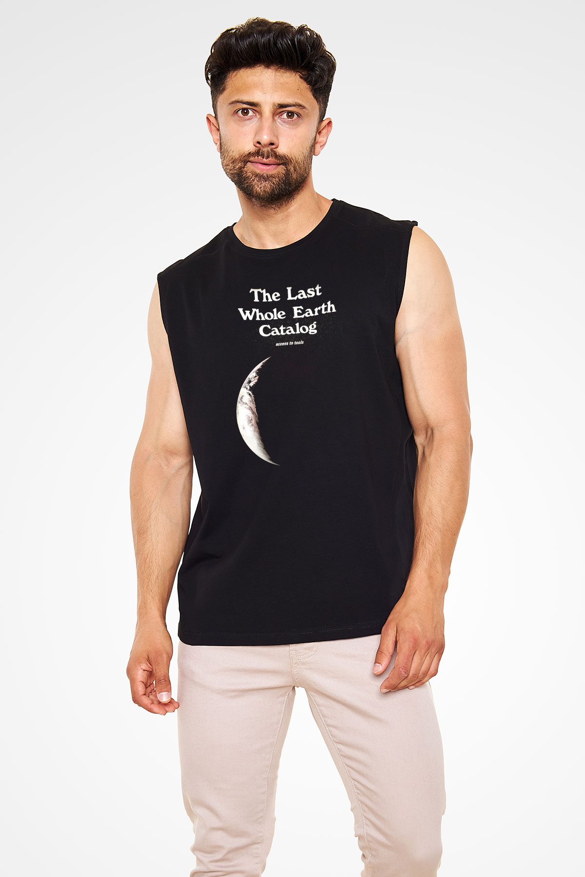 Yer yüzü Siyah Unisex Kolsuz Tişört