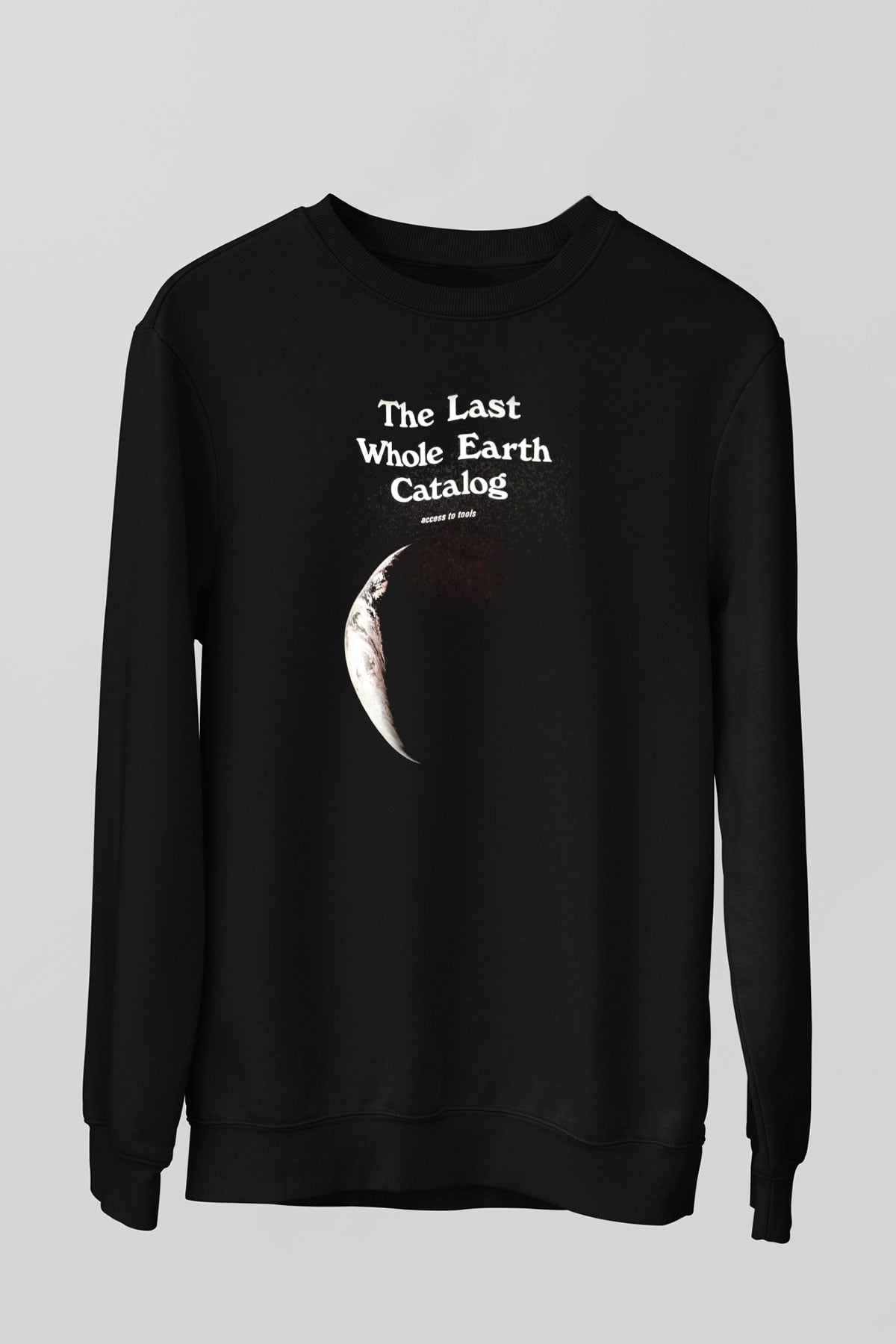 Yer yüzü Siyah Unisex Sweatshirt