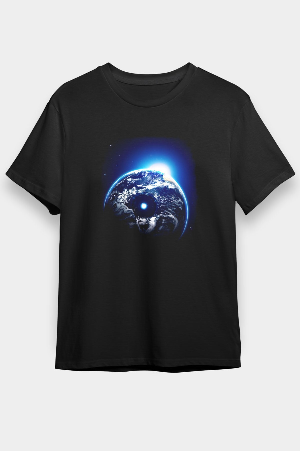 Yer yüzü Siyah Unisex Tişört T-Shirt - TişörtFabrikası