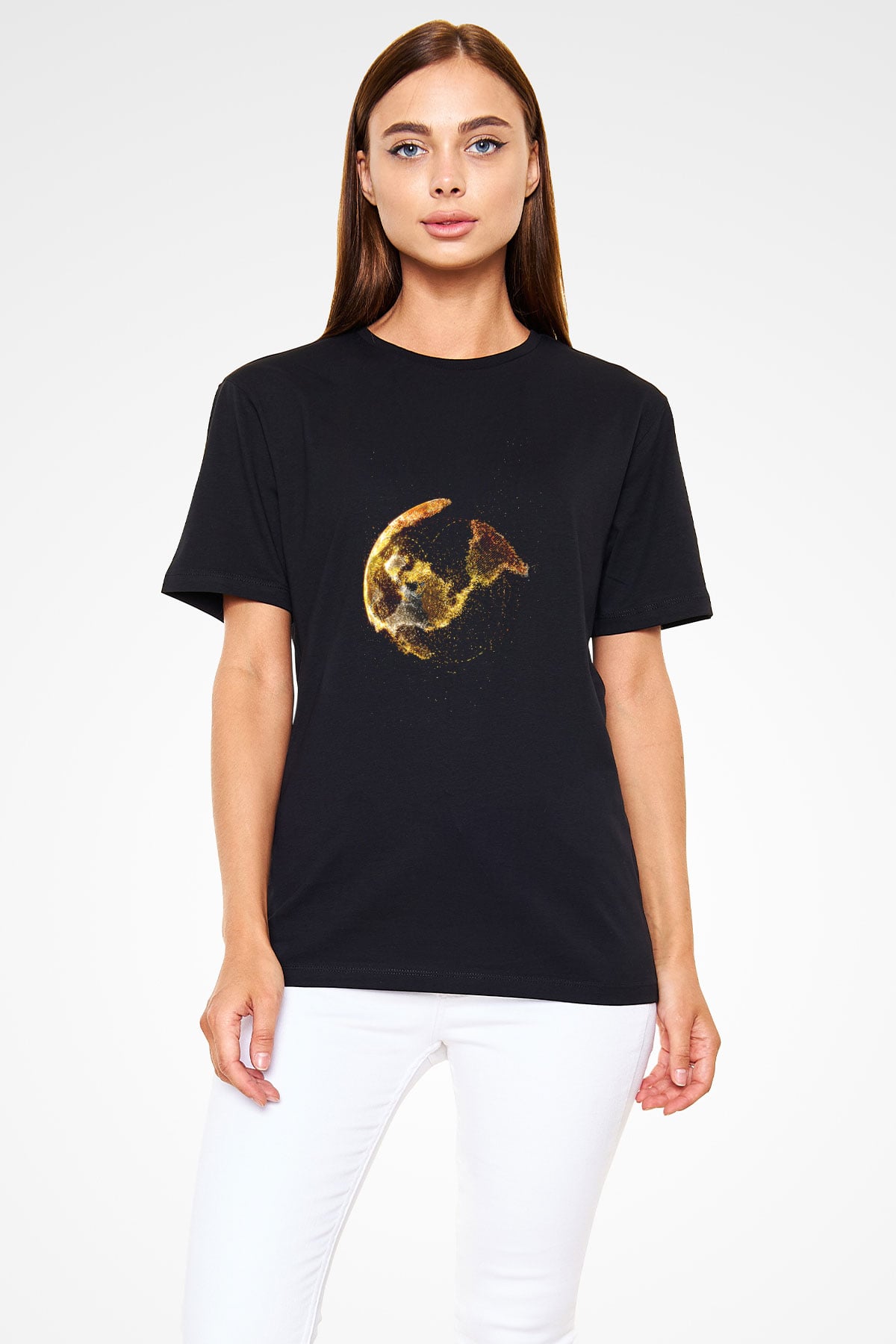 Yer yüzü Siyah Unisex Tişört T-Shirt - TişörtFabrikası