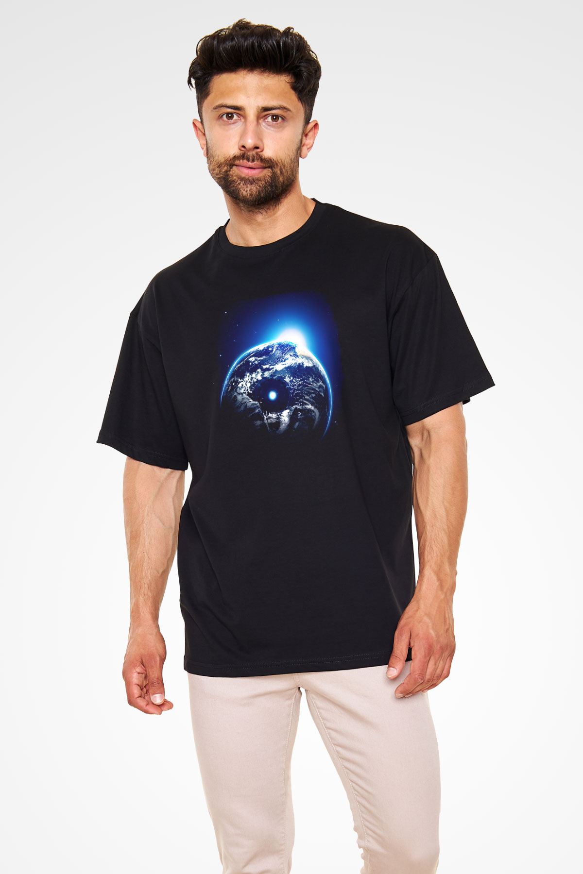 Yer yüzü Siyah Unisex Tişört T-Shirt - TişörtFabrikası