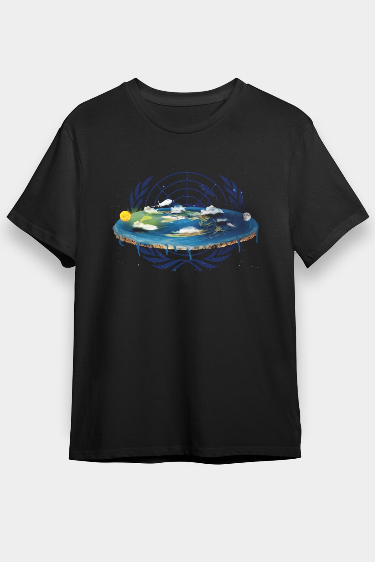 Yer yüzü Siyah Unisex Tişört T-Shirt - TişörtFabrikası