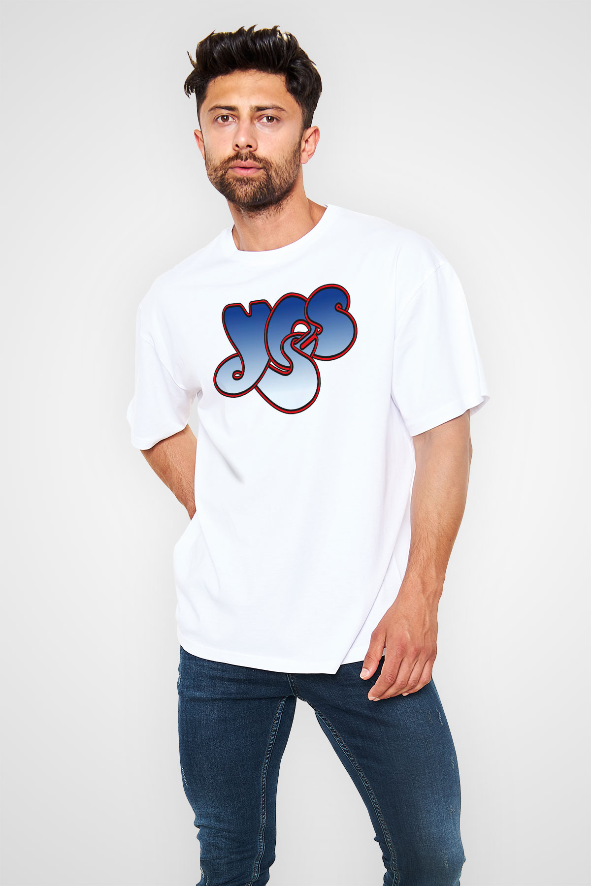 Yes Beyaz Unisex Oversize Tişört T-Shirt