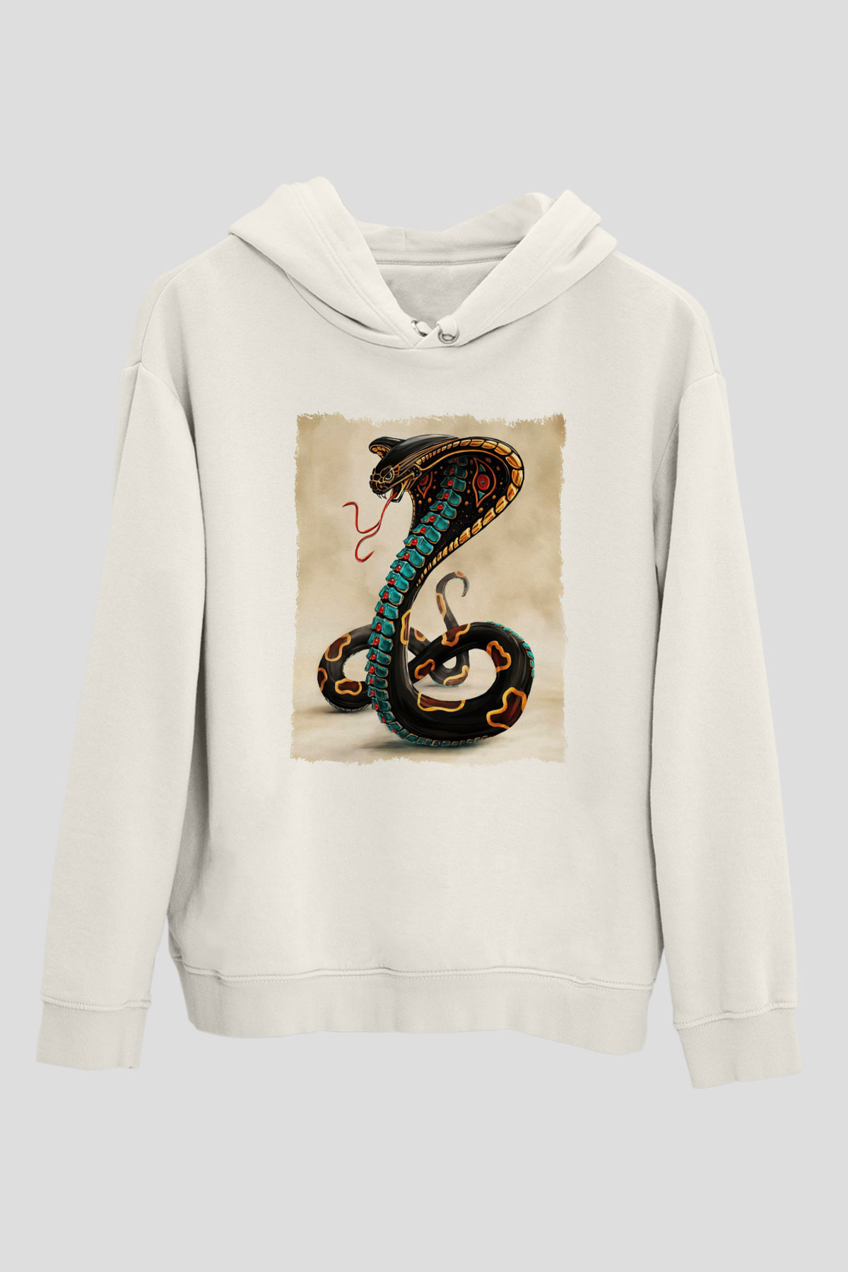 Yılan Beyaz Unisex Hoodie