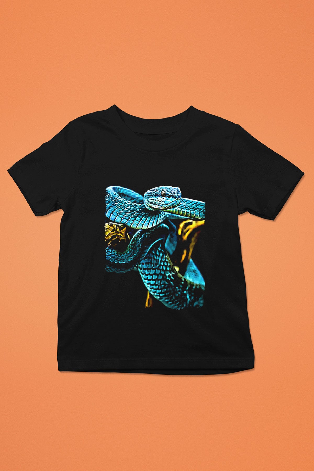 Yılan Siyah Unisex Çocuk Tişört