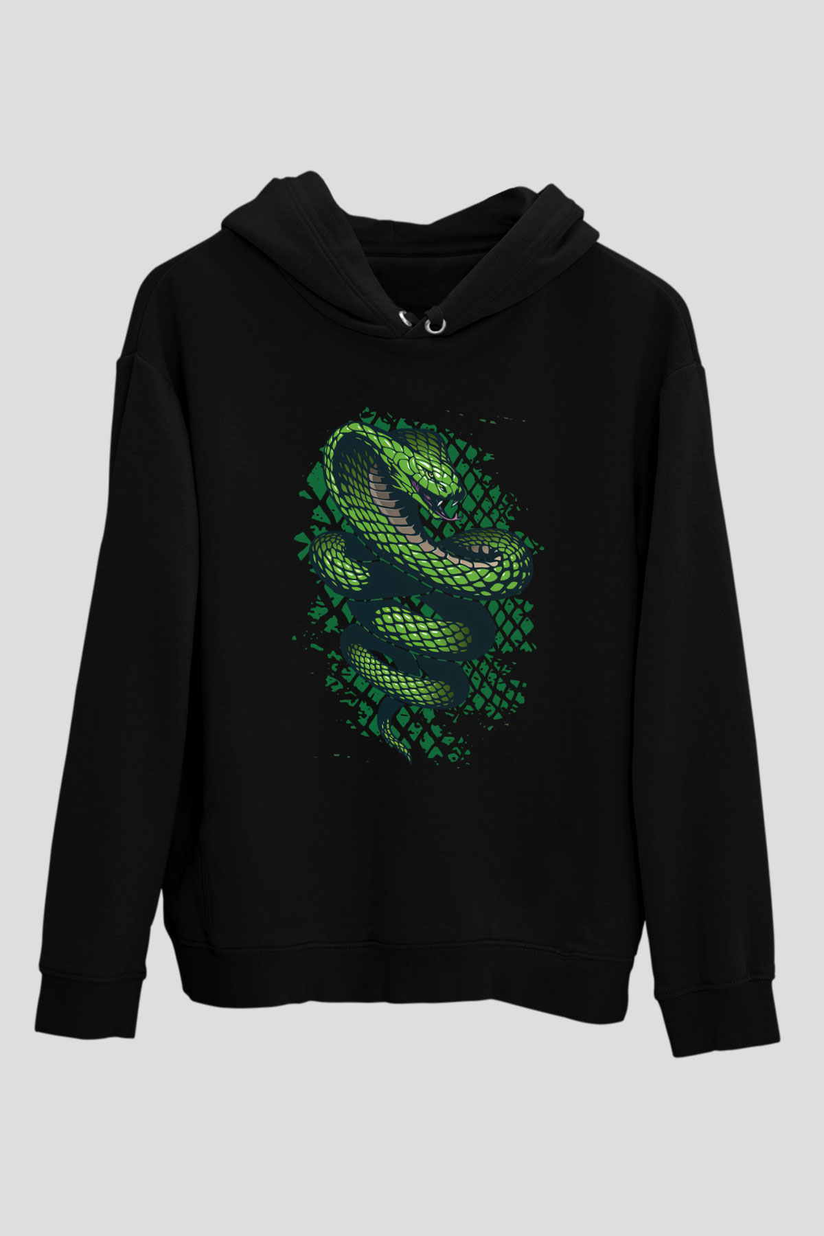 Yılan Siyah Unisex Hoodie
