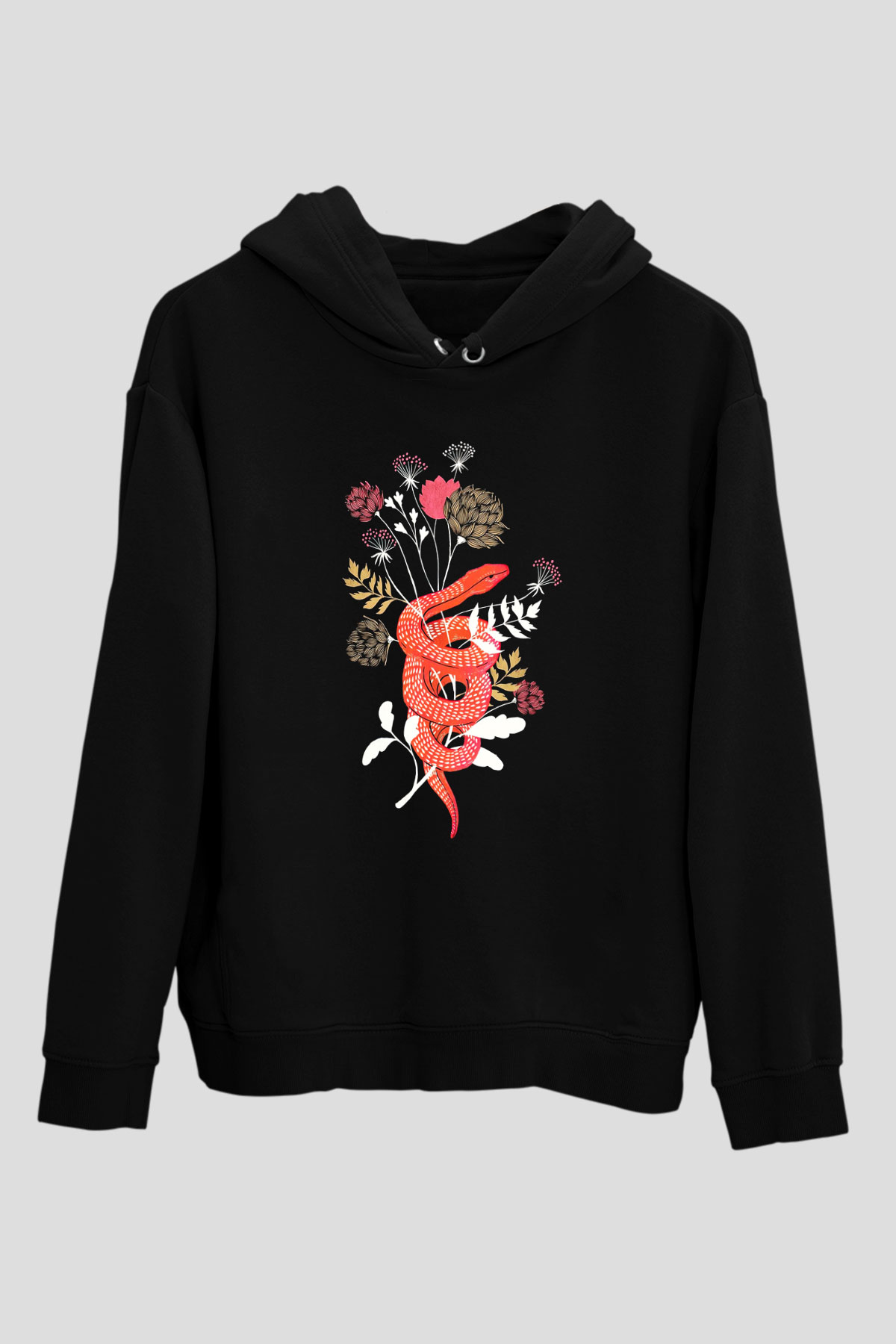 Yılan Siyah Unisex Hoodie