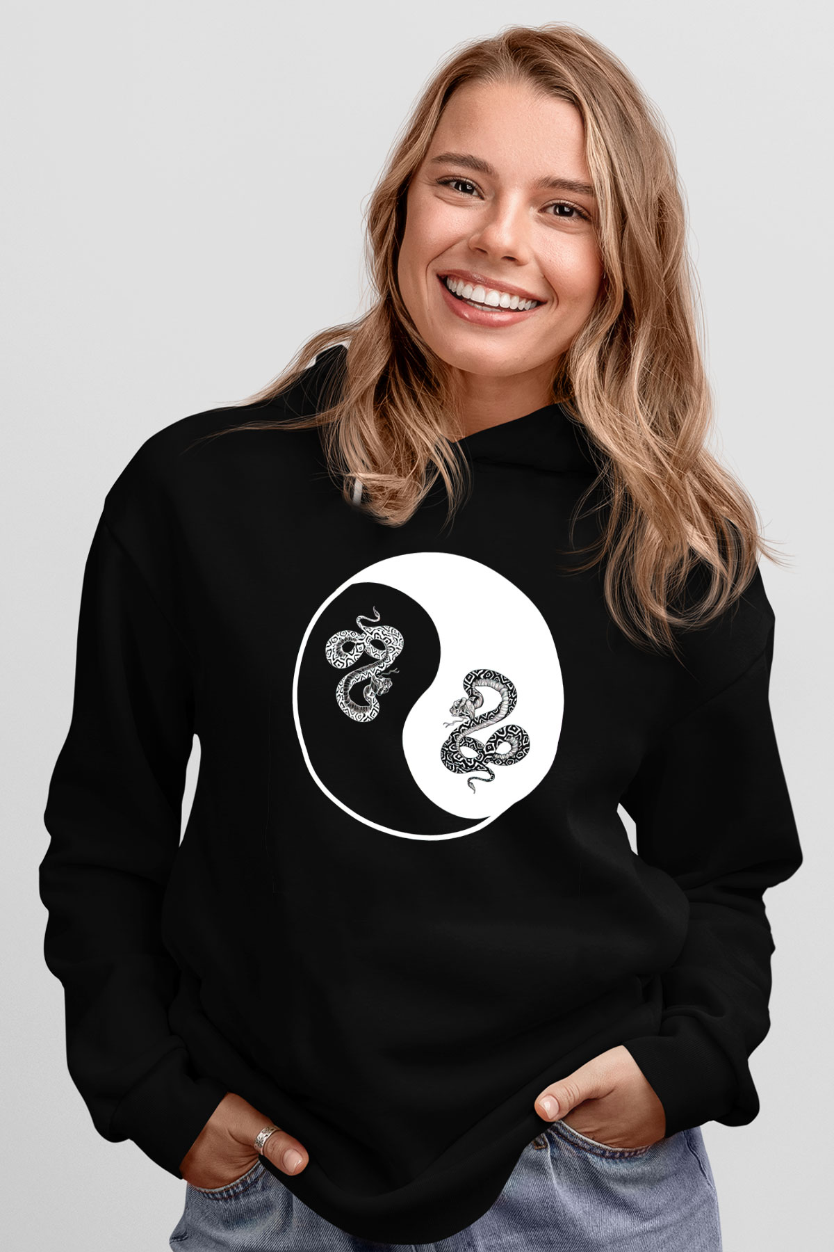 Yılan Siyah Unisex Hoodie