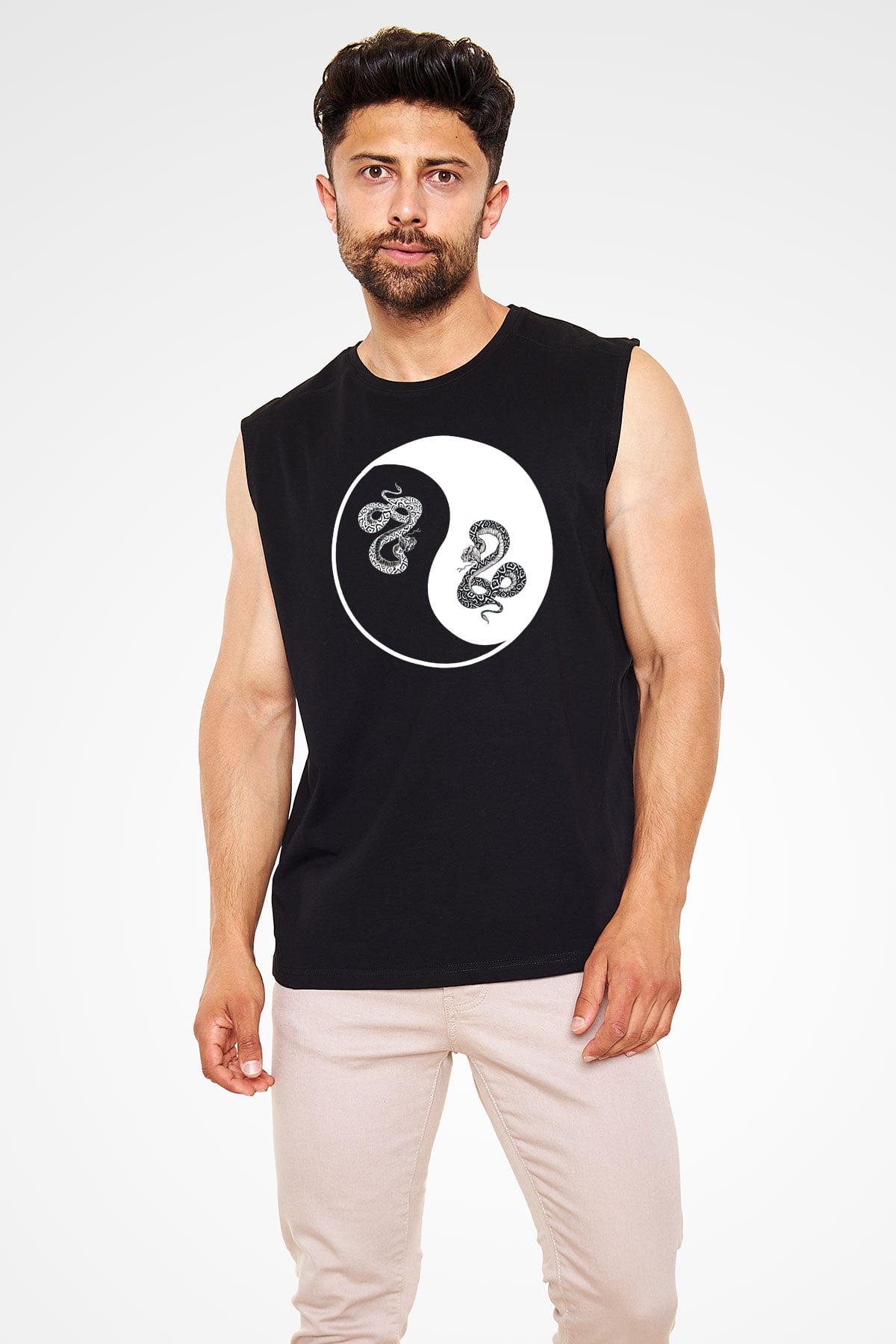 Yılan Siyah Unisex Kolsuz Tişört