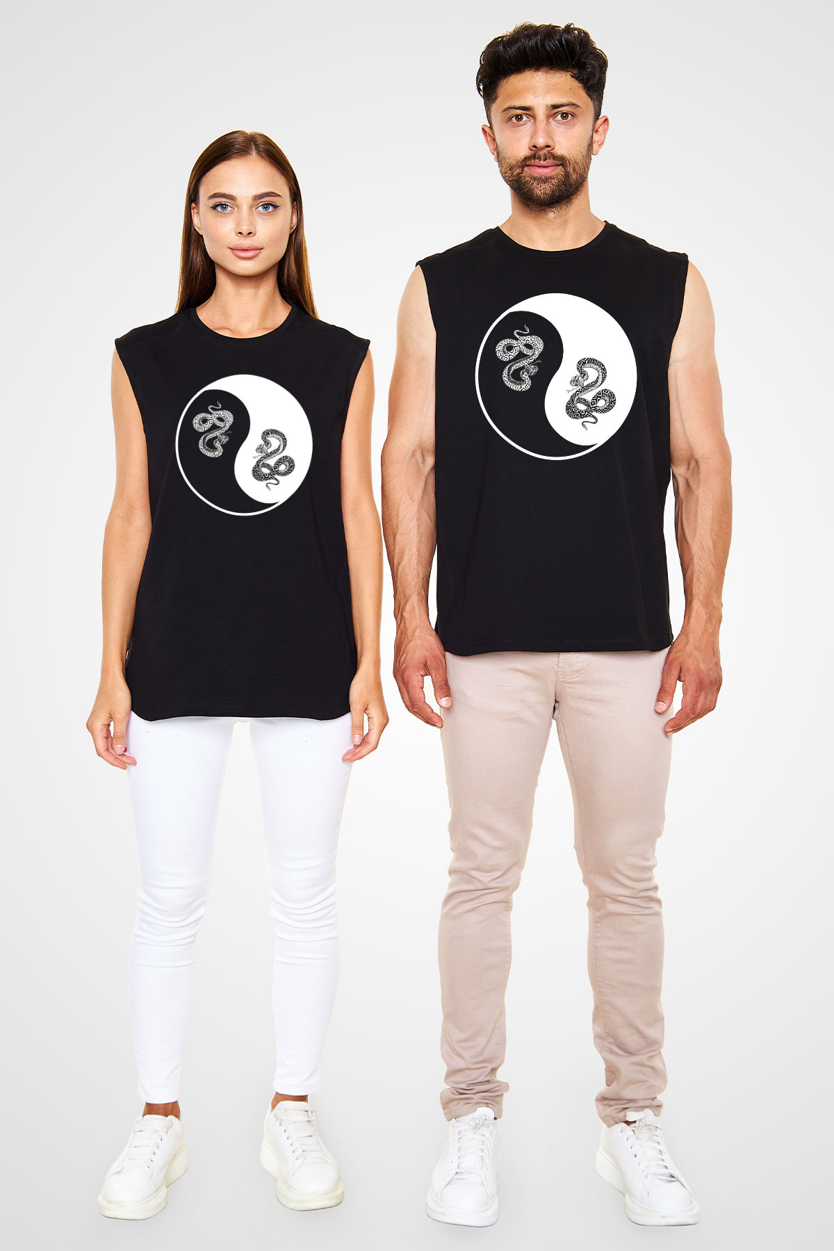 Yılan Siyah Unisex Kolsuz Tişört