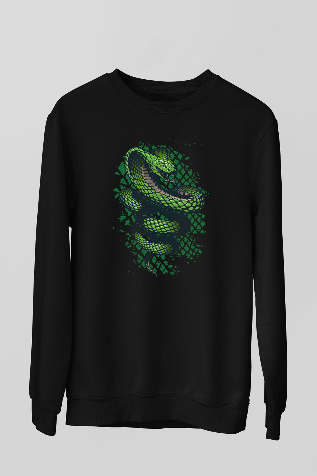 Yılan Siyah Unisex Sweatshirt