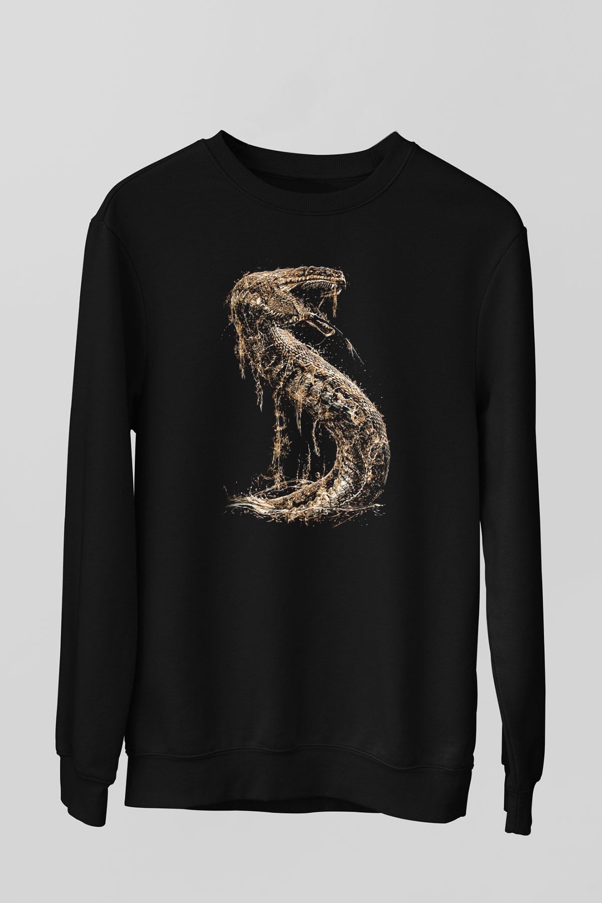 Yılan Siyah Unisex Sweatshirt