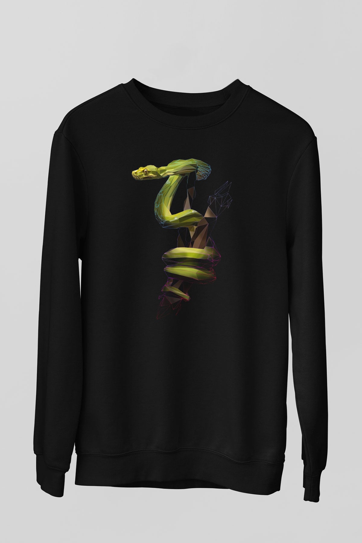 Yılan Siyah Unisex Sweatshirt