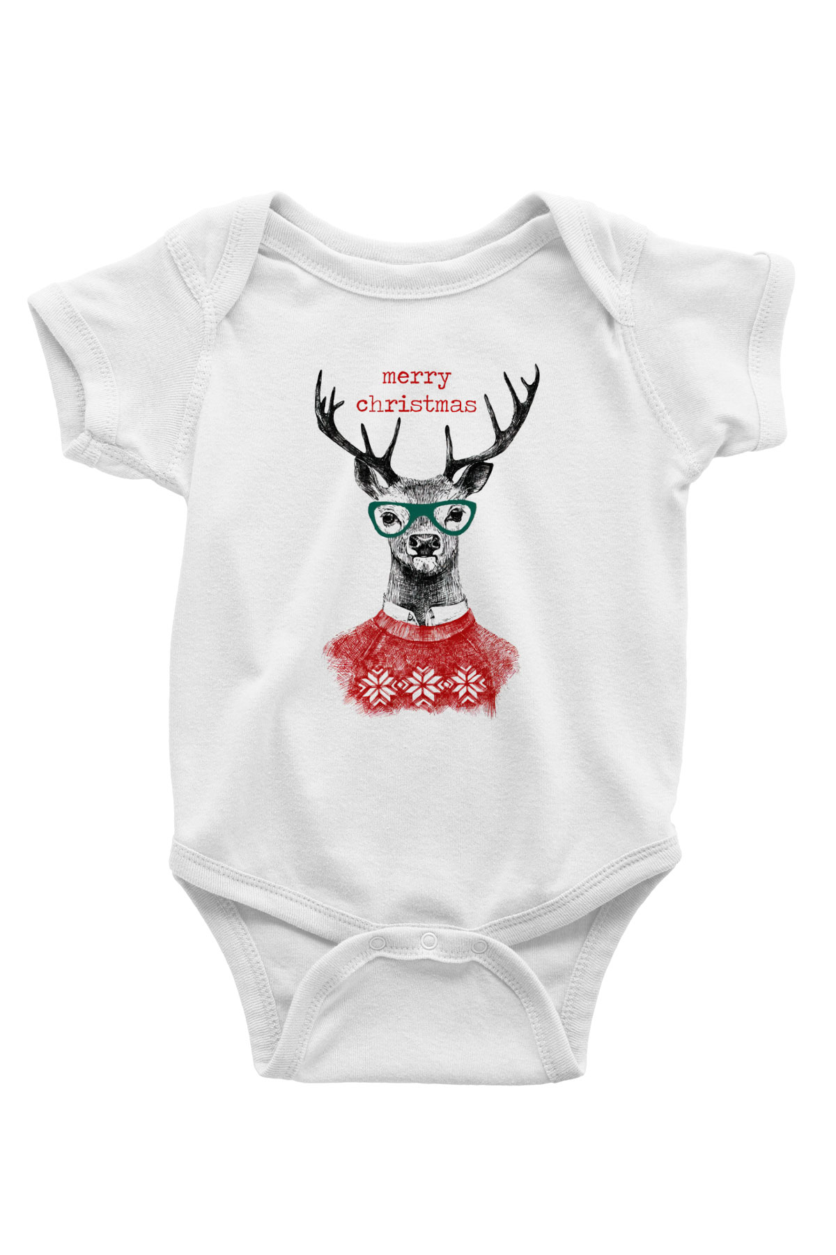 Yılbaşı Baskılı Beyaz Unisex Bebek Body - Zıbın
