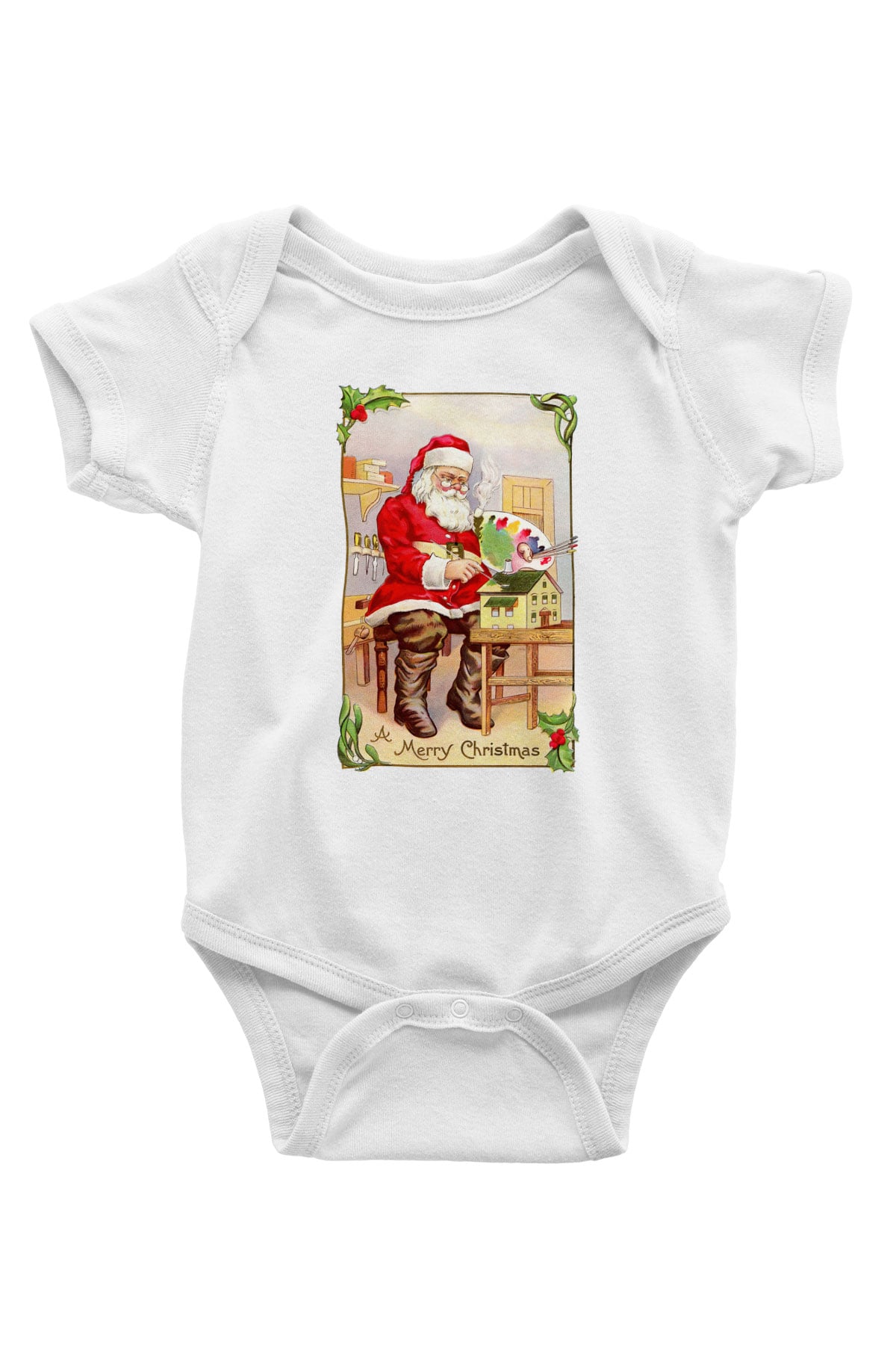 Yılbaşı Baskılı Beyaz Unisex Bebek Body - Zıbın