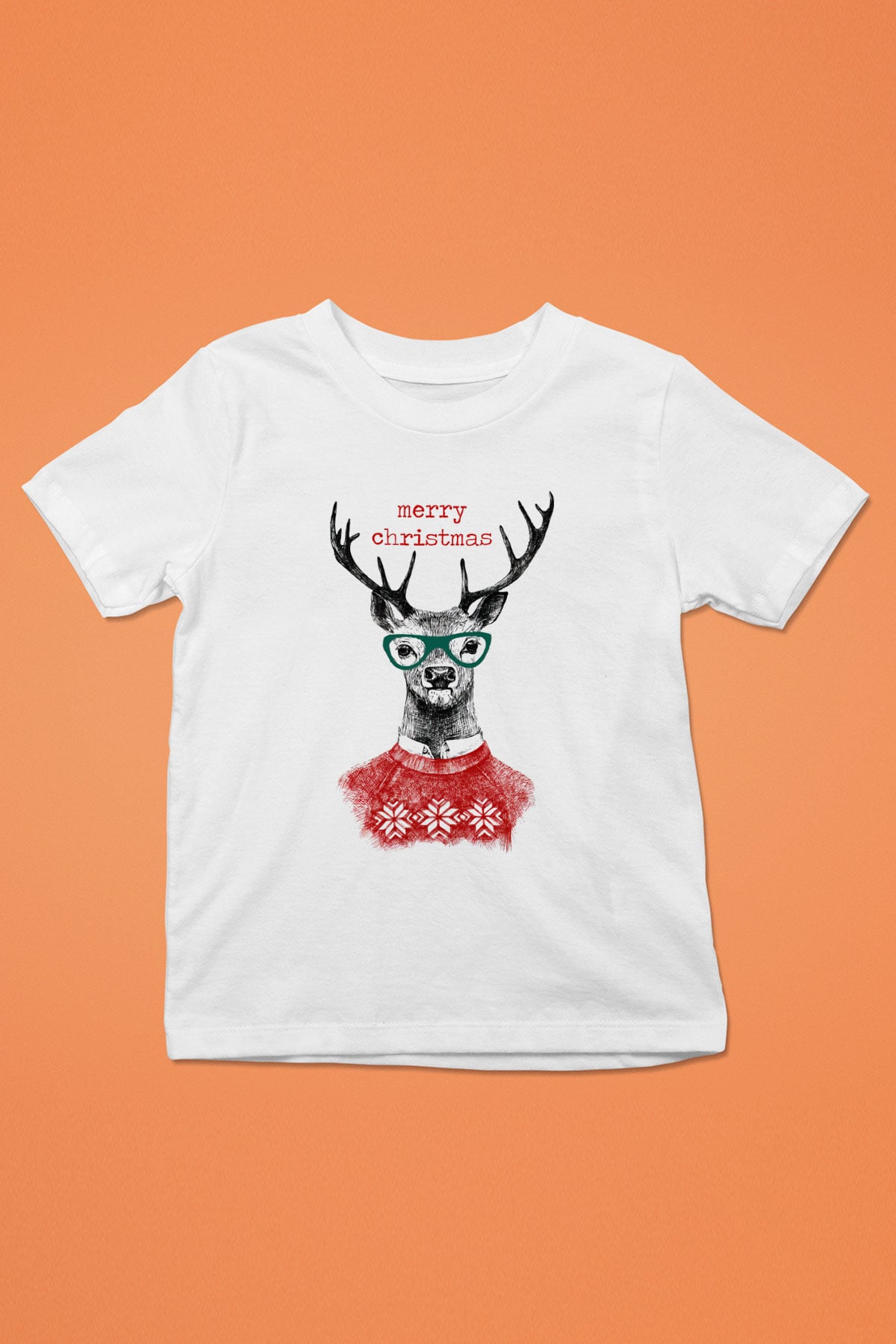 Yılbaşı Baskılı Beyaz Unisex Çocuk Tişört