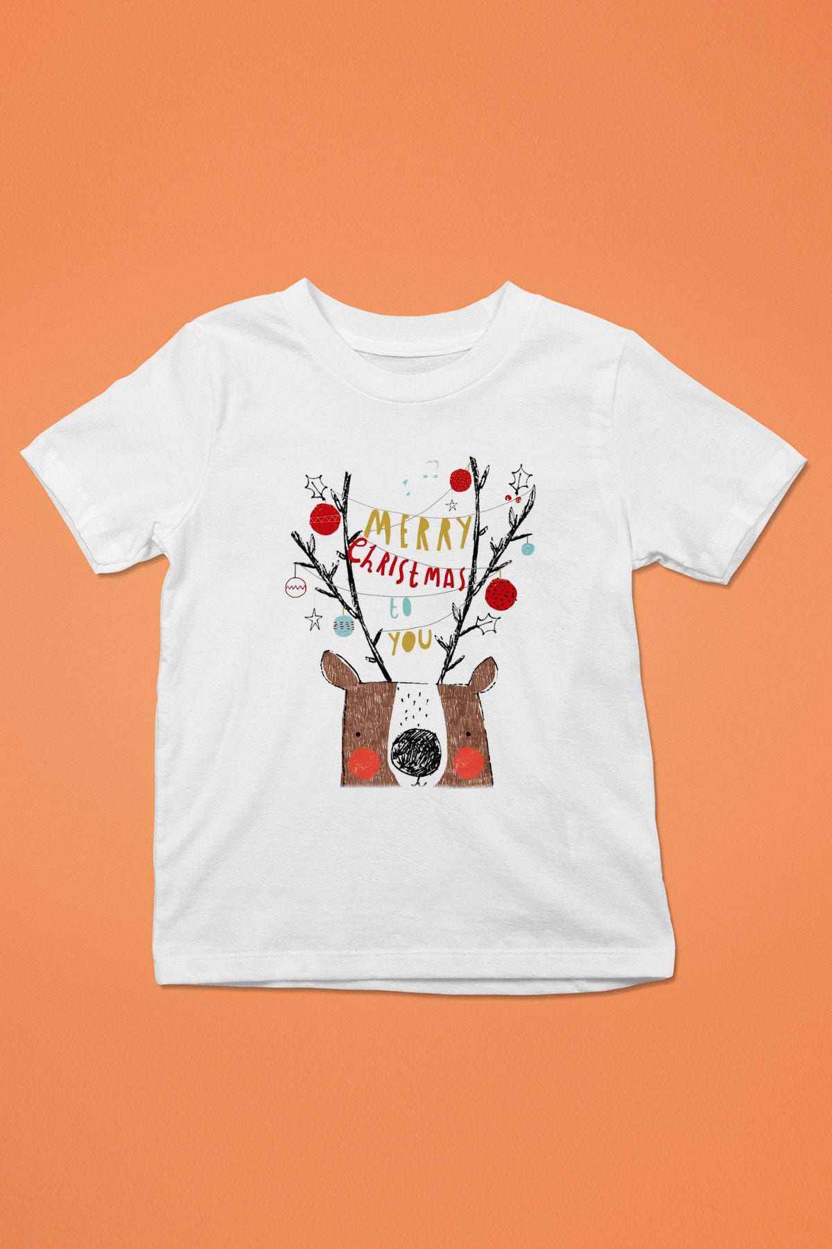 Yılbaşı Baskılı Beyaz Unisex Çocuk Tişört