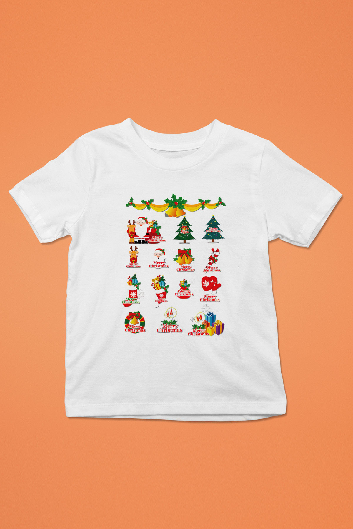 Yılbaşı Baskılı Beyaz Unisex Çocuk Tişört