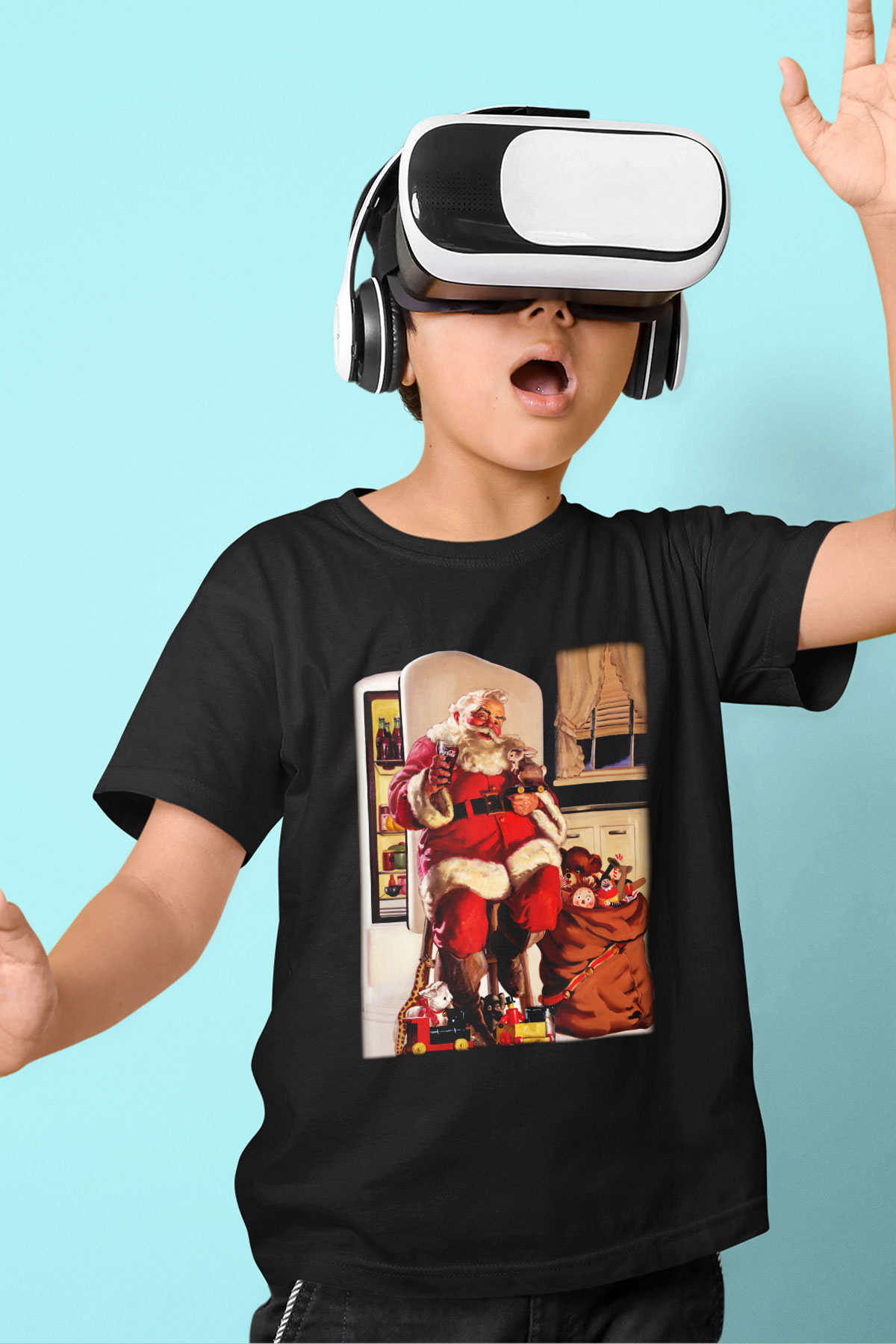 Yılbaşı Baskılı Siyah Unisex Çocuk Tişört