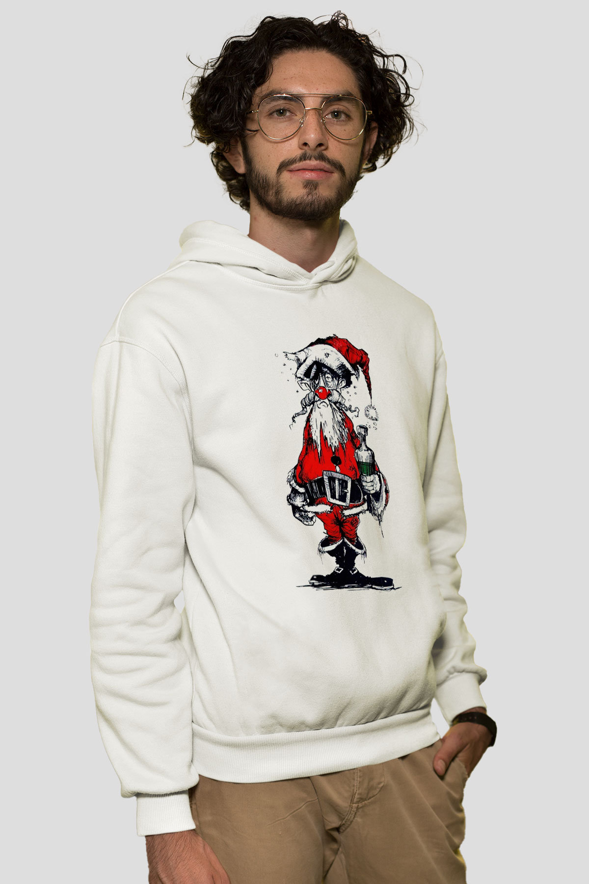 Yılbaşı Beyaz Unisex Hoodie