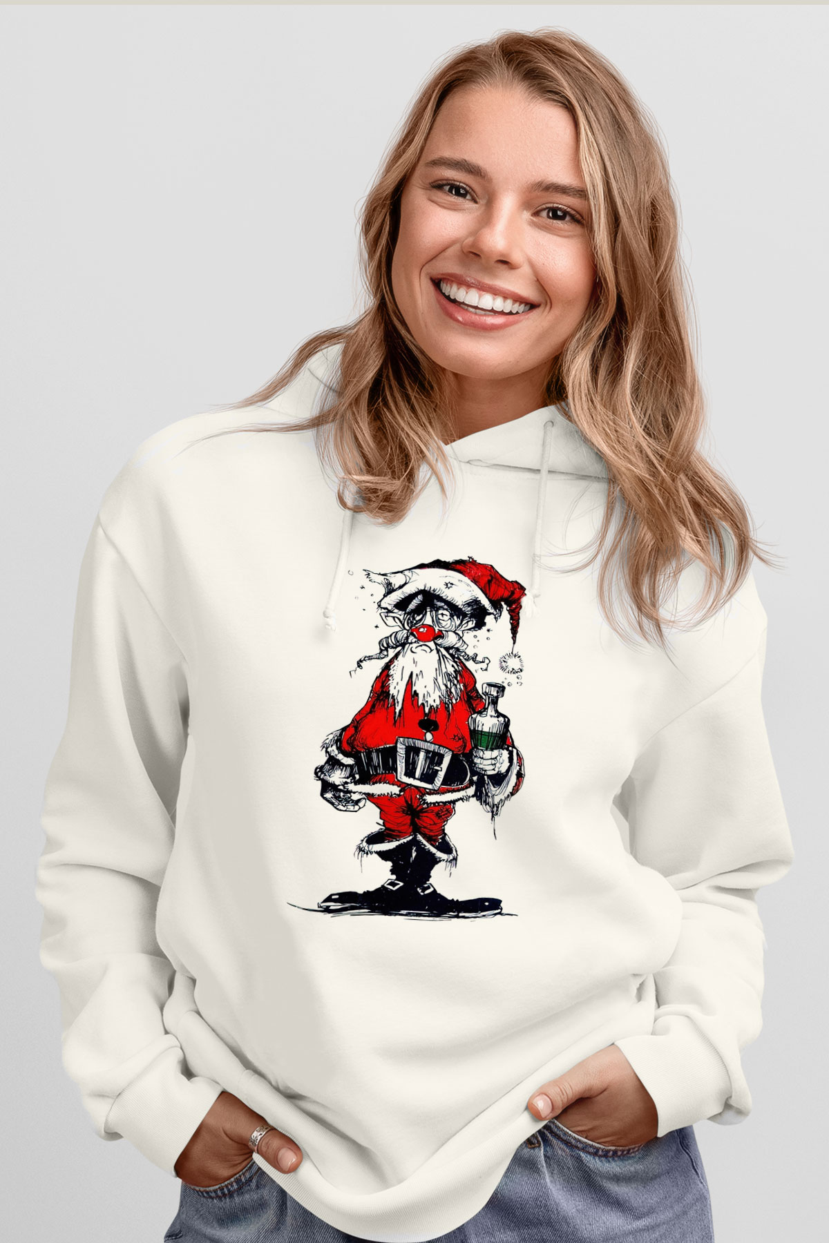 Yılbaşı Beyaz Unisex Hoodie