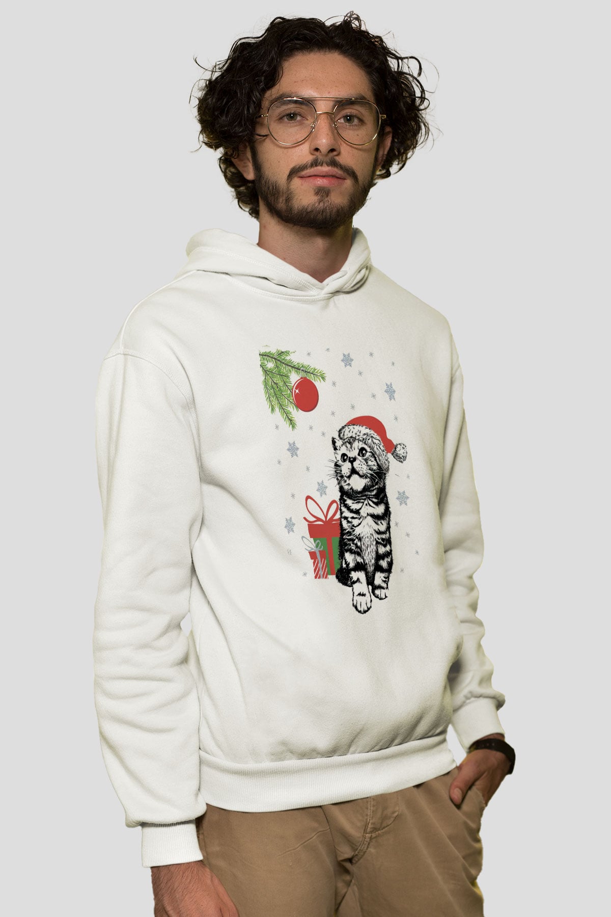 Yılbaşı Beyaz Unisex Hoodie