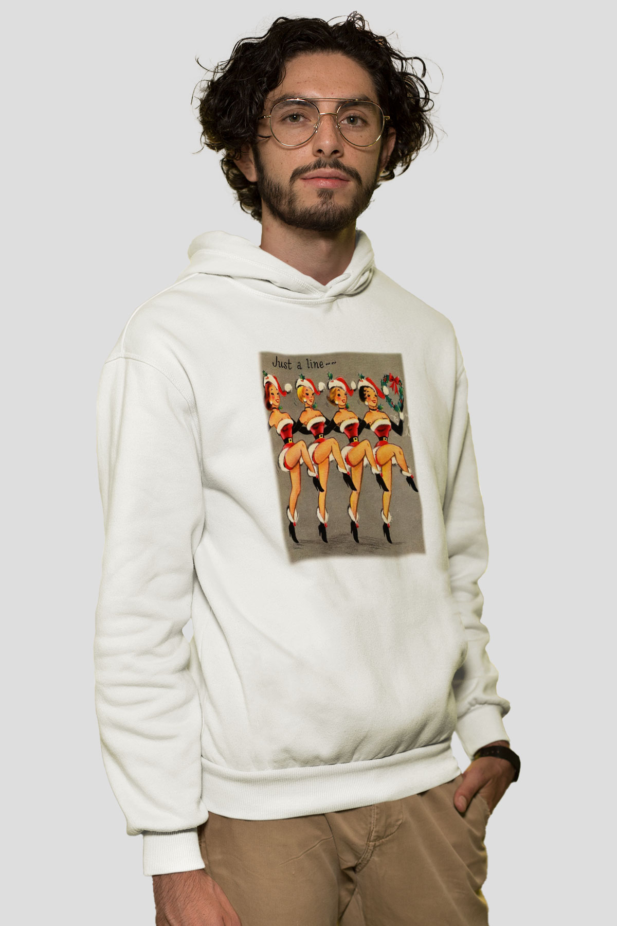 Yılbaşı Beyaz Unisex Kapşonlu Sweatshirt