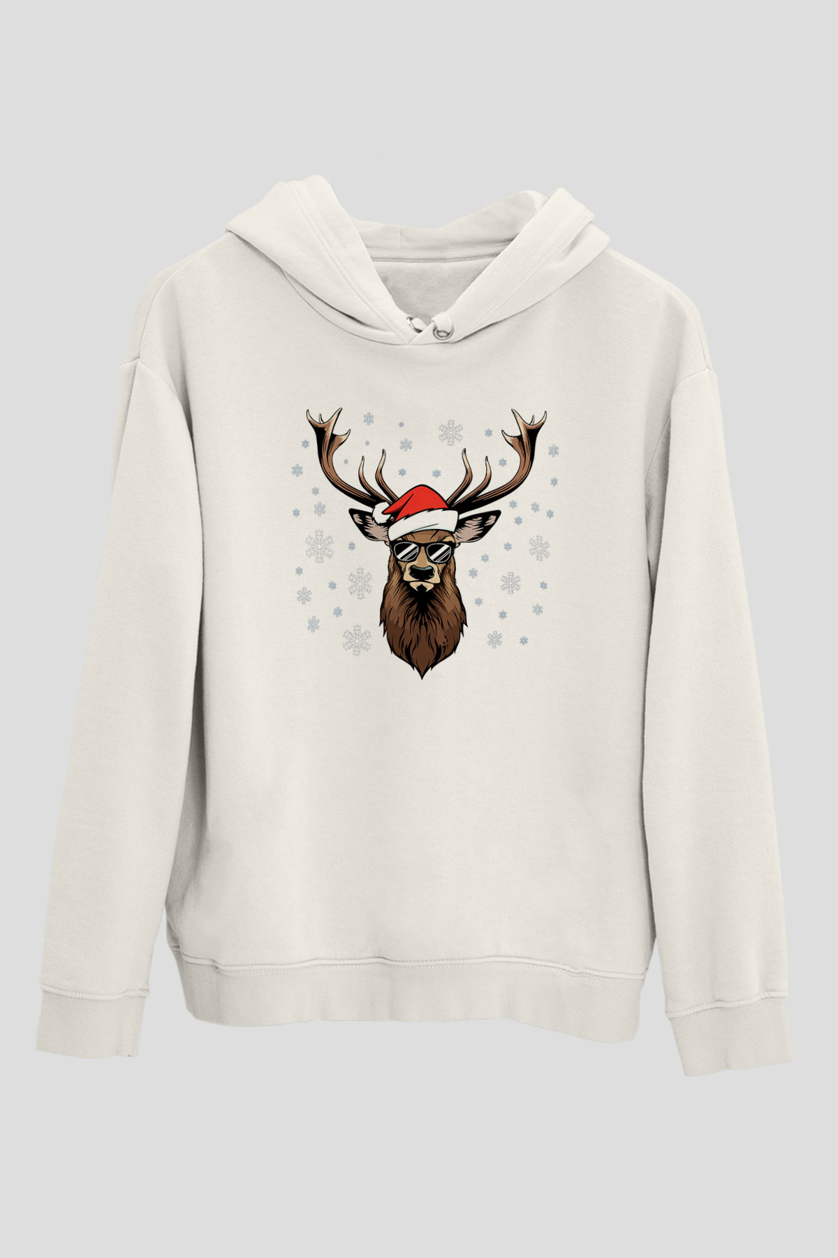 Yılbaşı Beyaz Unisex Kapşonlu Sweatshirt