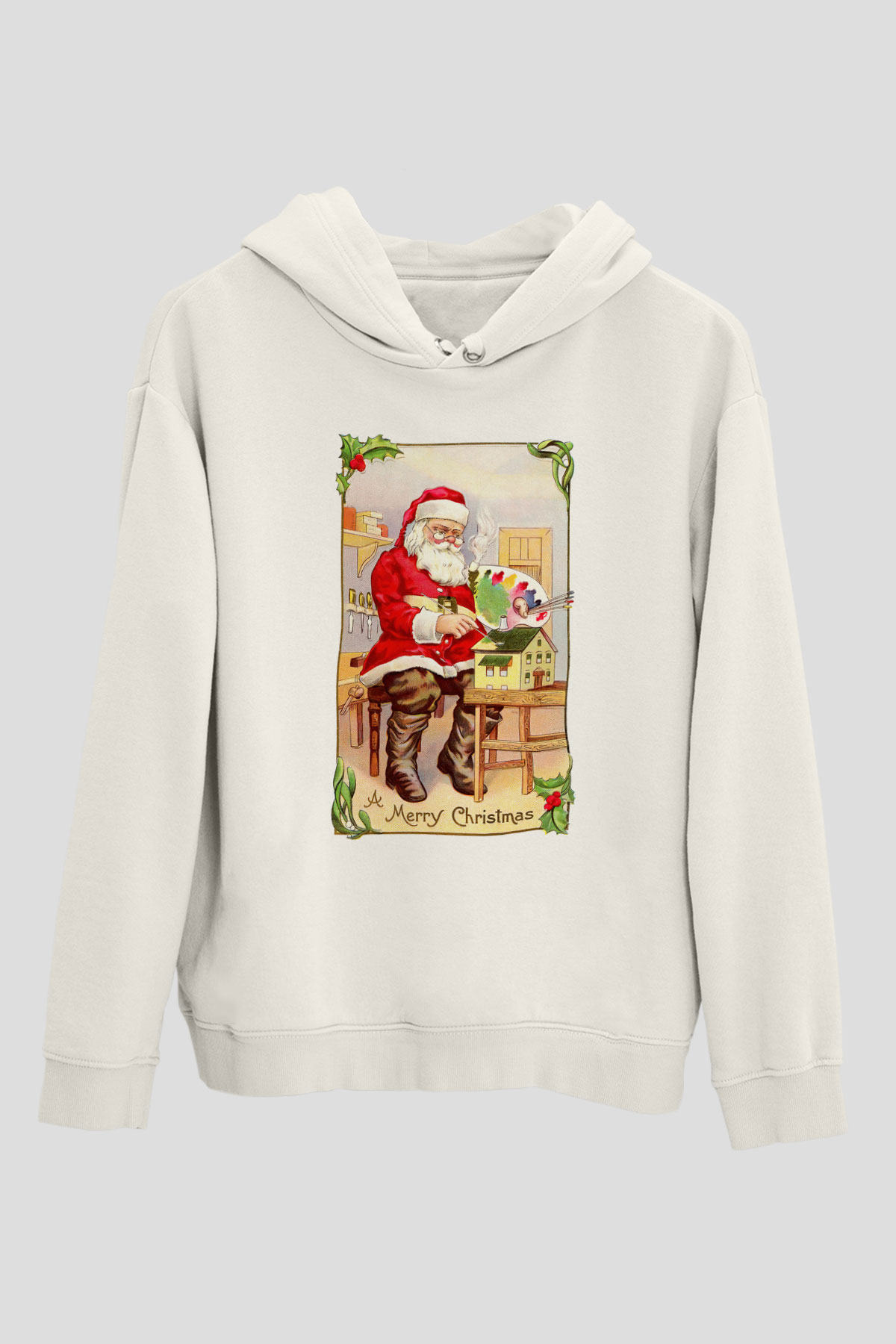 Yılbaşı Beyaz Unisex Kapşonlu Sweatshirt