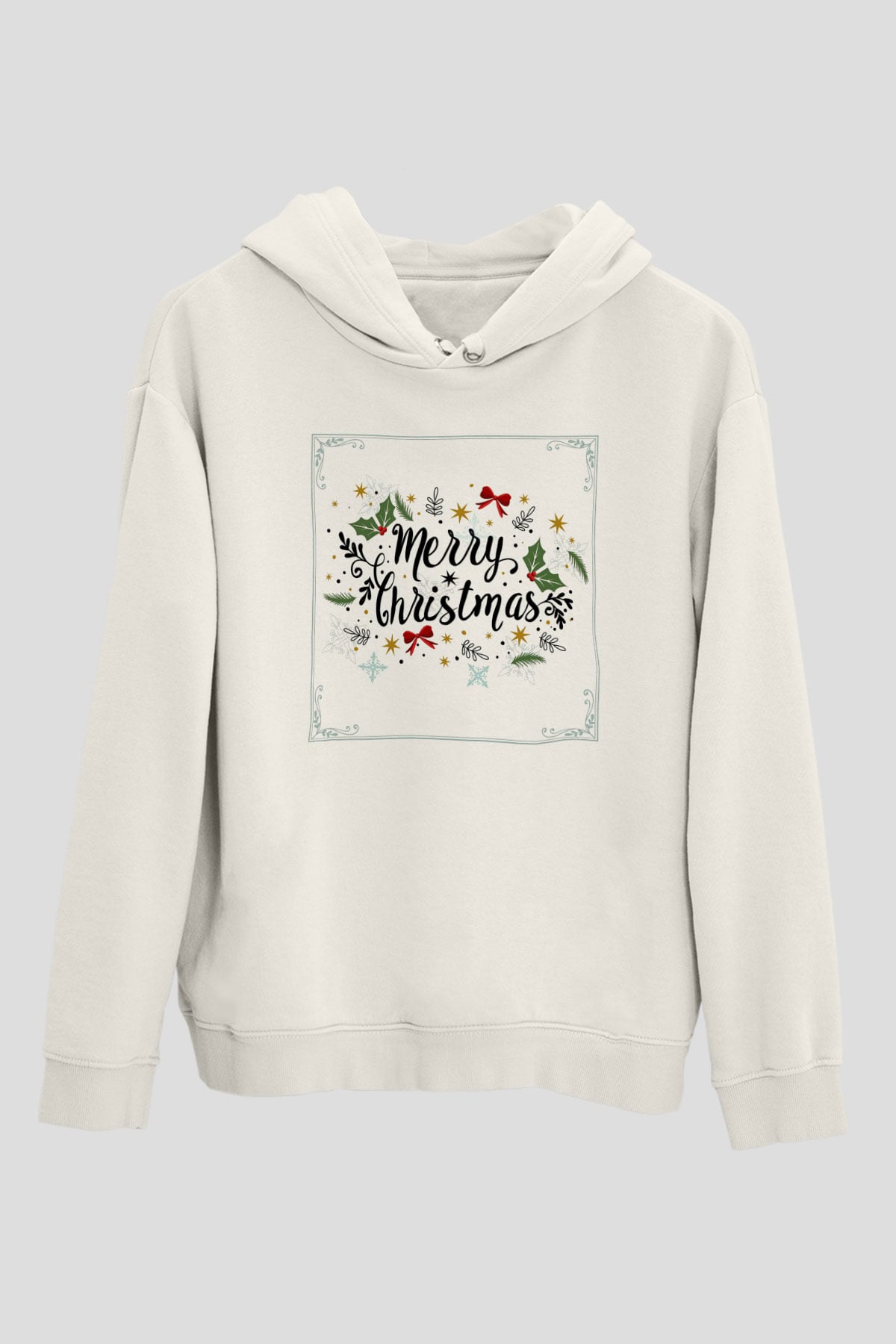 Yılbaşı Beyaz Unisex Kapşonlu Sweatshirt