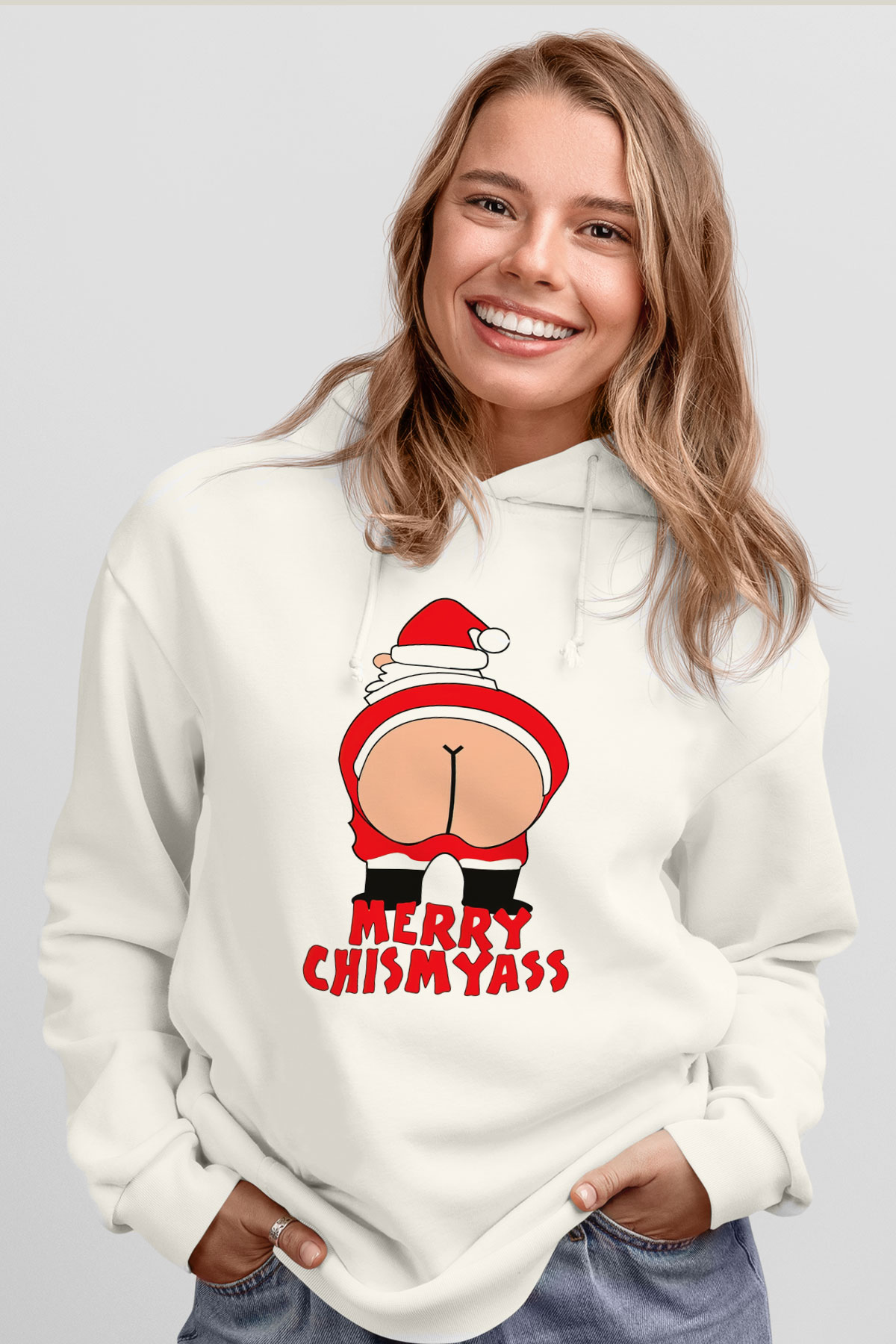 Yılbaşı Beyaz Unisex Kapşonlu Sweatshirt