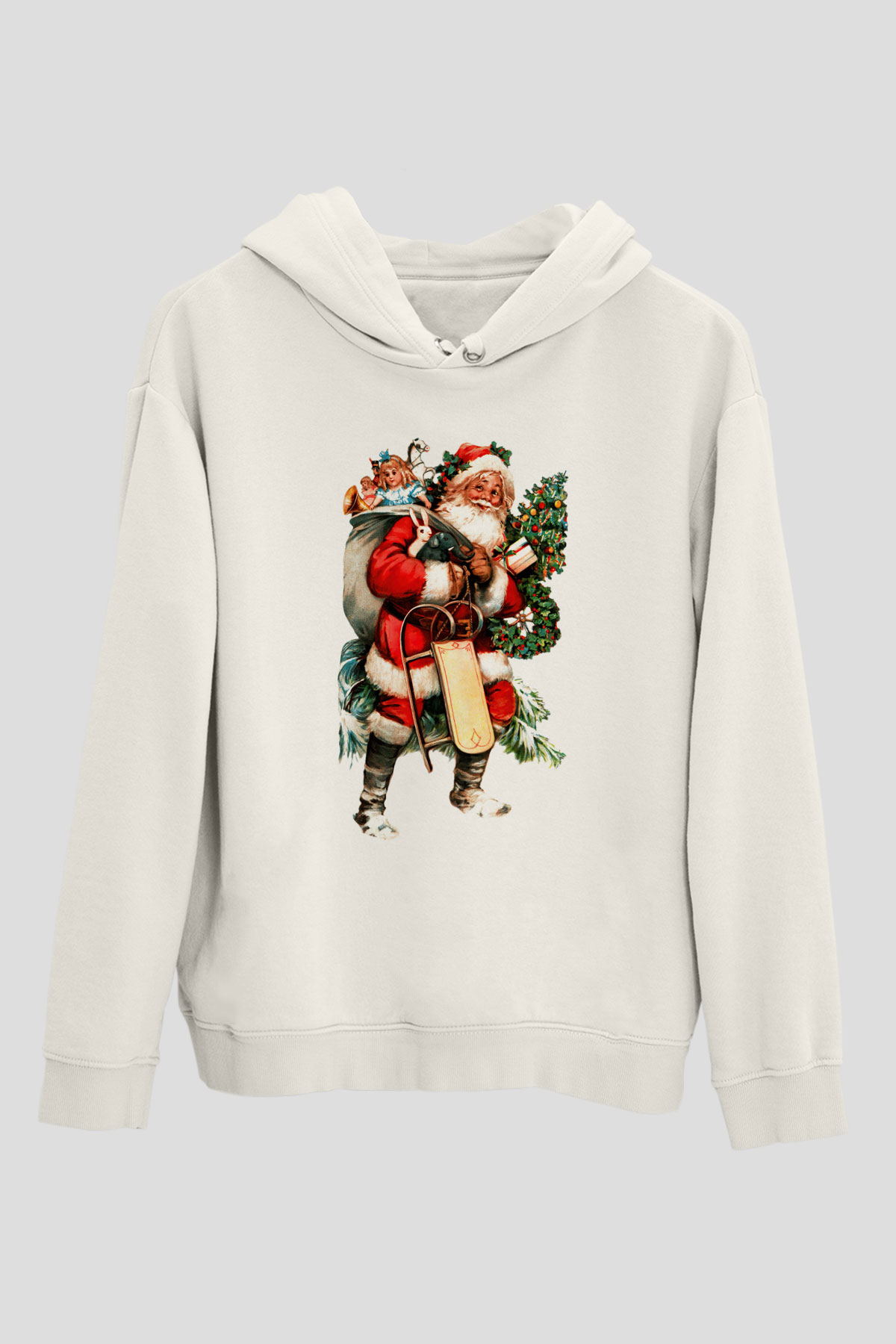 Yılbaşı Beyaz Unisex Kapşonlu Sweatshirt