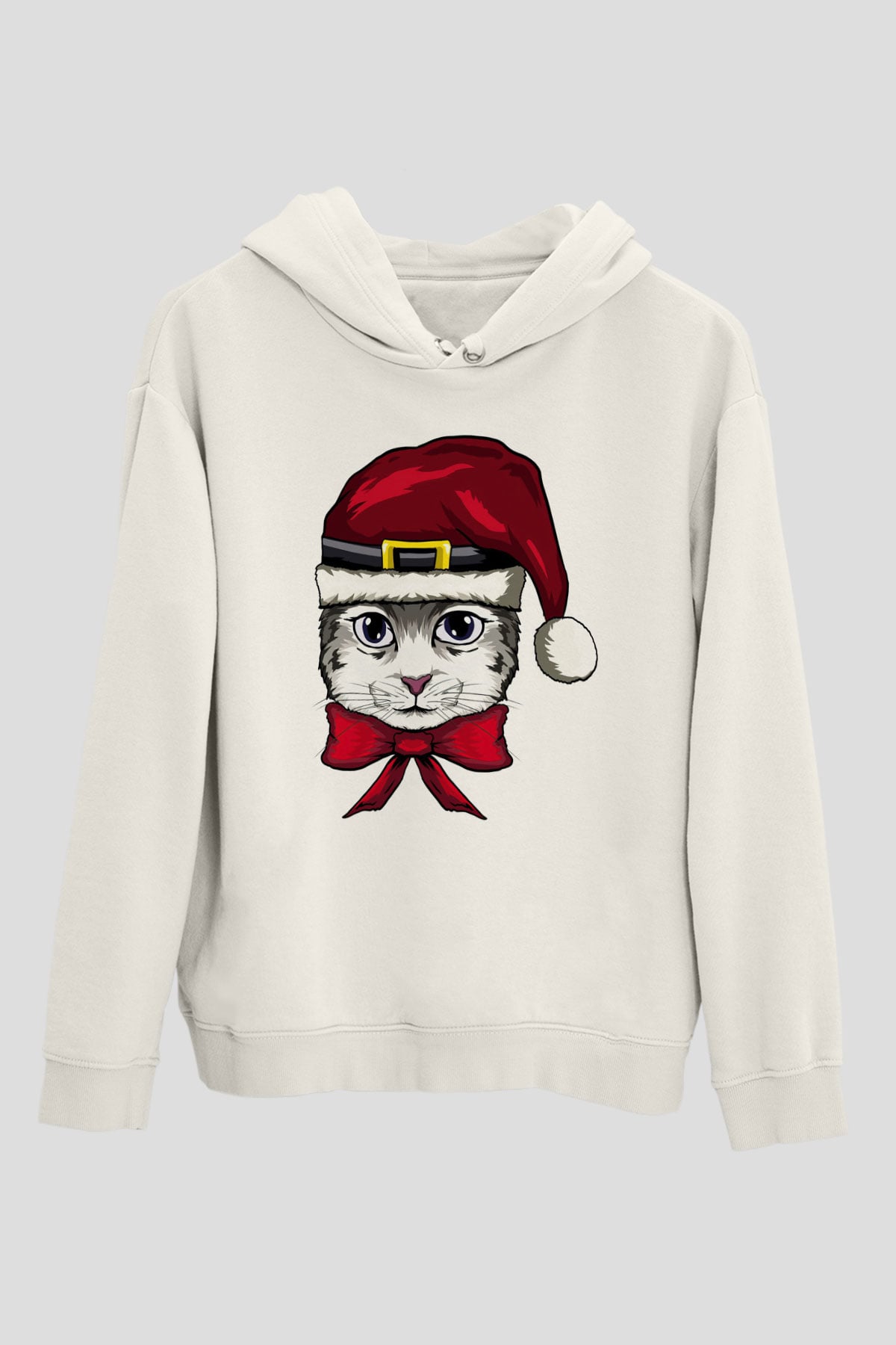 Yılbaşı Beyaz Unisex Kapüşonlu Sweatshirt